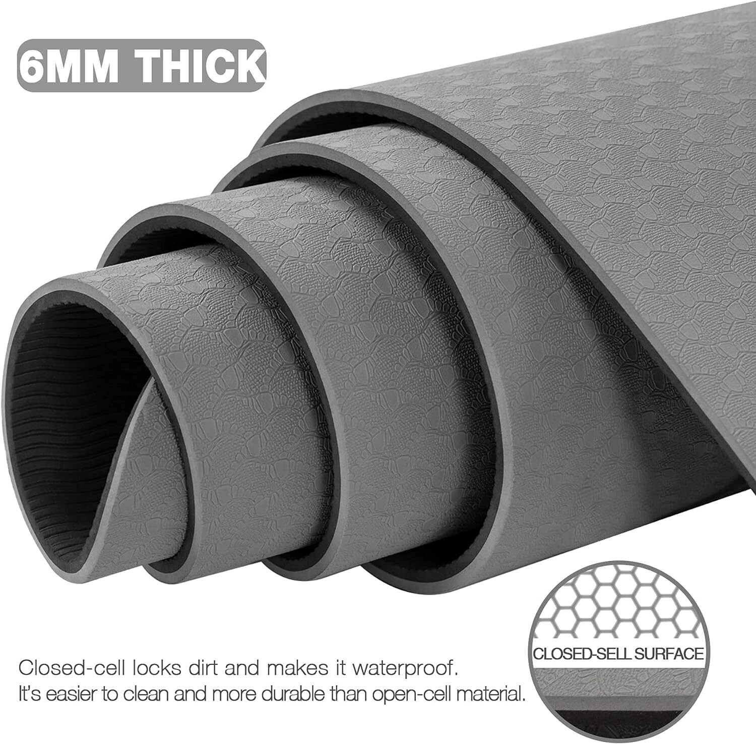Large Yoga Mat for Men and Women – 6’X4’X6Mm, Extra Wide TPE Fitness Mat
