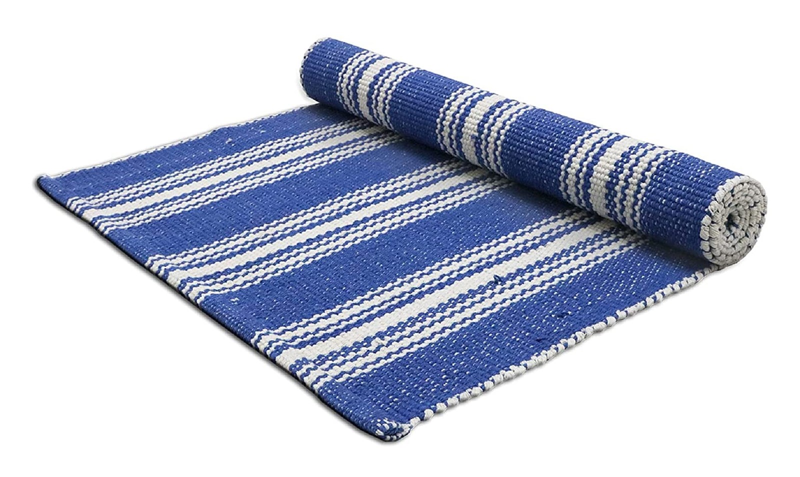Cotton Yoga Mat with Carry Strap, 100% Organic Foldable Large Yoga Mat for Tr…