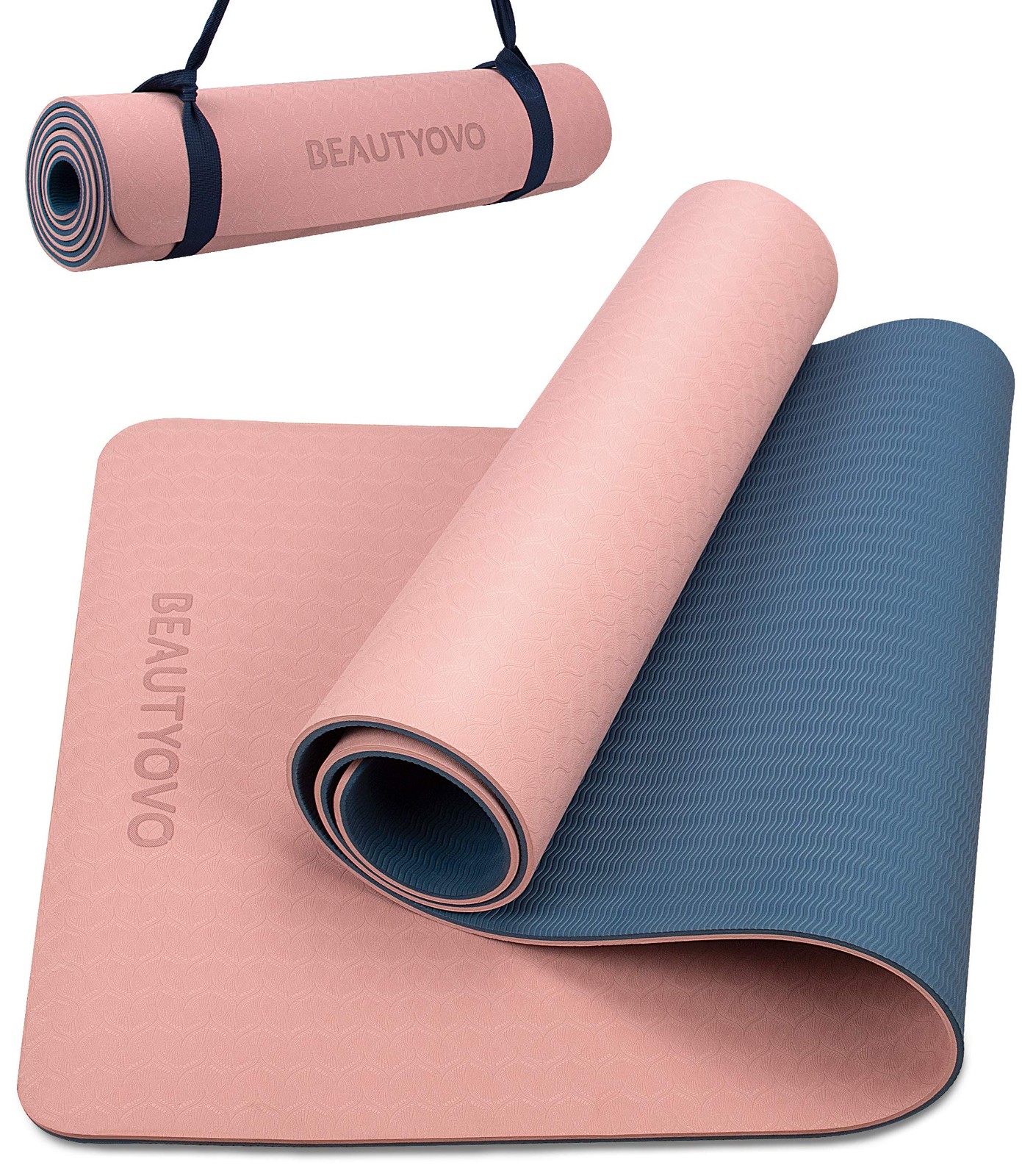 Yoga Mat with Strap, 1/3 Inch Extra Thick Yoga Mat Double-Sided Non Slip, Profes