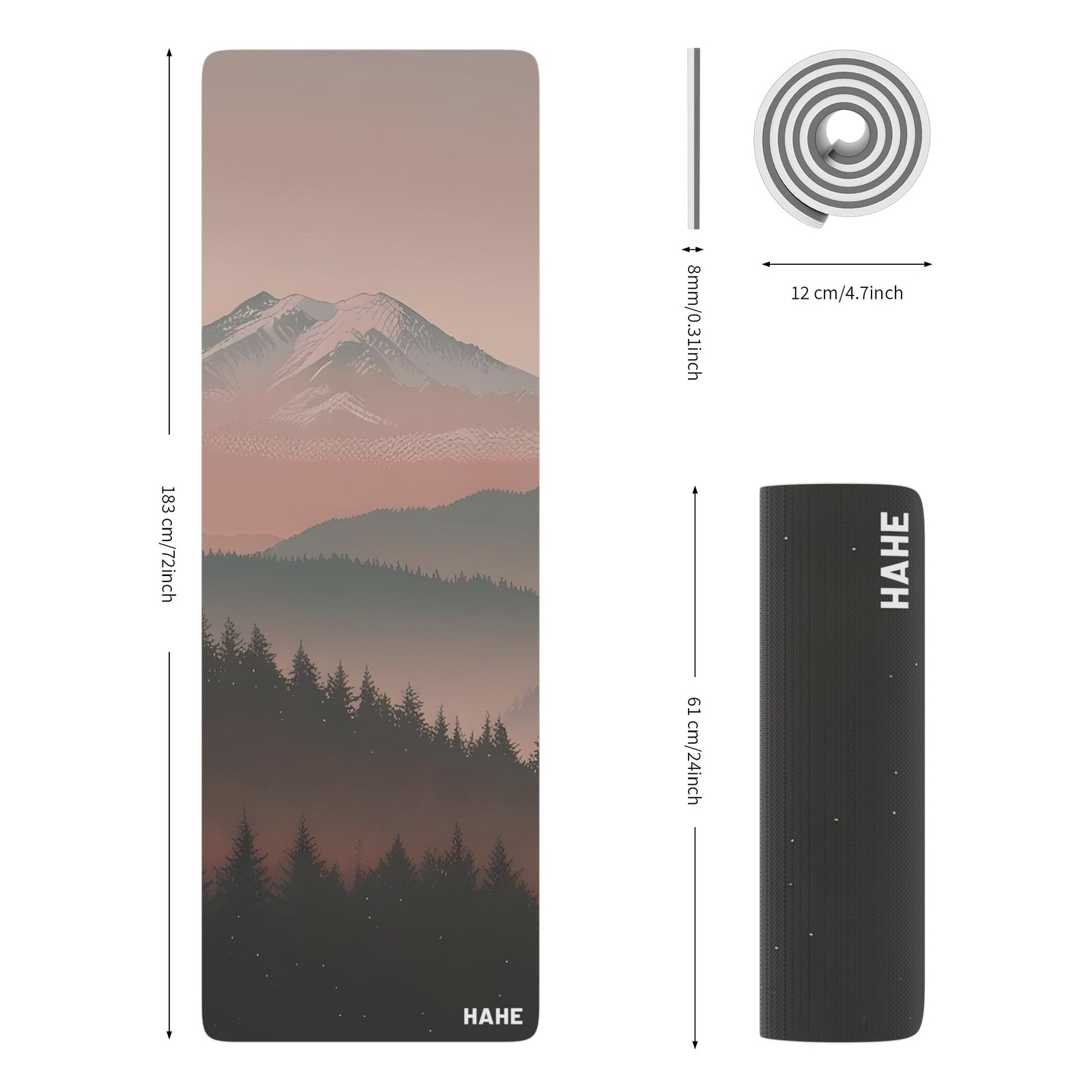 HAHE Yoga Mat Thick (8MM,1/3″), Eco-Friendly POE Non Slip Yoga Mat, High Rebo…