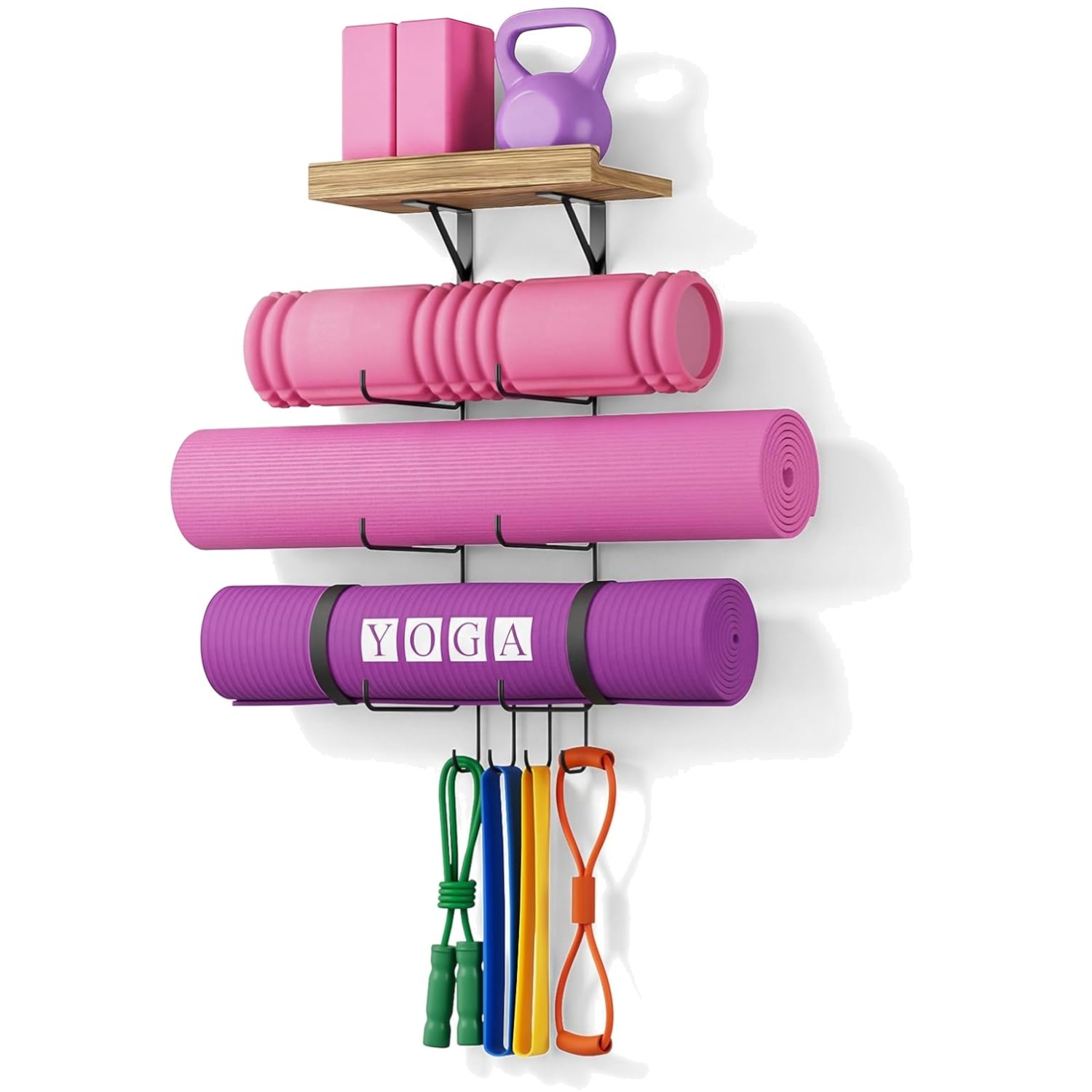 Wall Mount Yoga Mat Storage & Home Gym Organizer