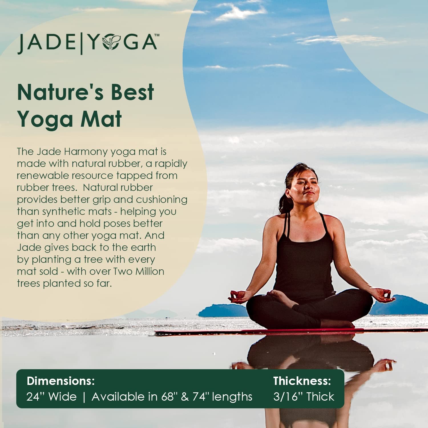 Jade Harmony Yoga Mat Eco Friendly Non Slip 316 Thick Natural Rubber Yoga Mat