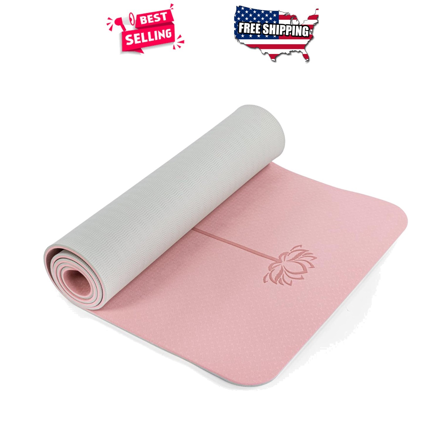 Non Slip Yoga Mat 1/4″ Thick Eco TPE 72″ x 24″ with Carrying Sling & Storage Bag