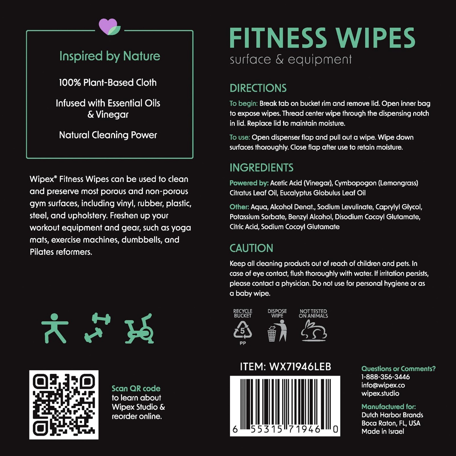 Plant-Based Yoga Mat Cleaner Wipes, 400 Ct, EWG Verified, Lemongrass & Eucalyptu