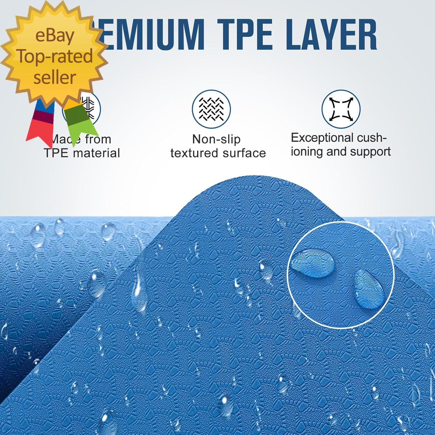 Extra Thick Yoga Mat, 2/5 Inch (10MM), Natural Rubber and TPE Non Slip Yoga Mats