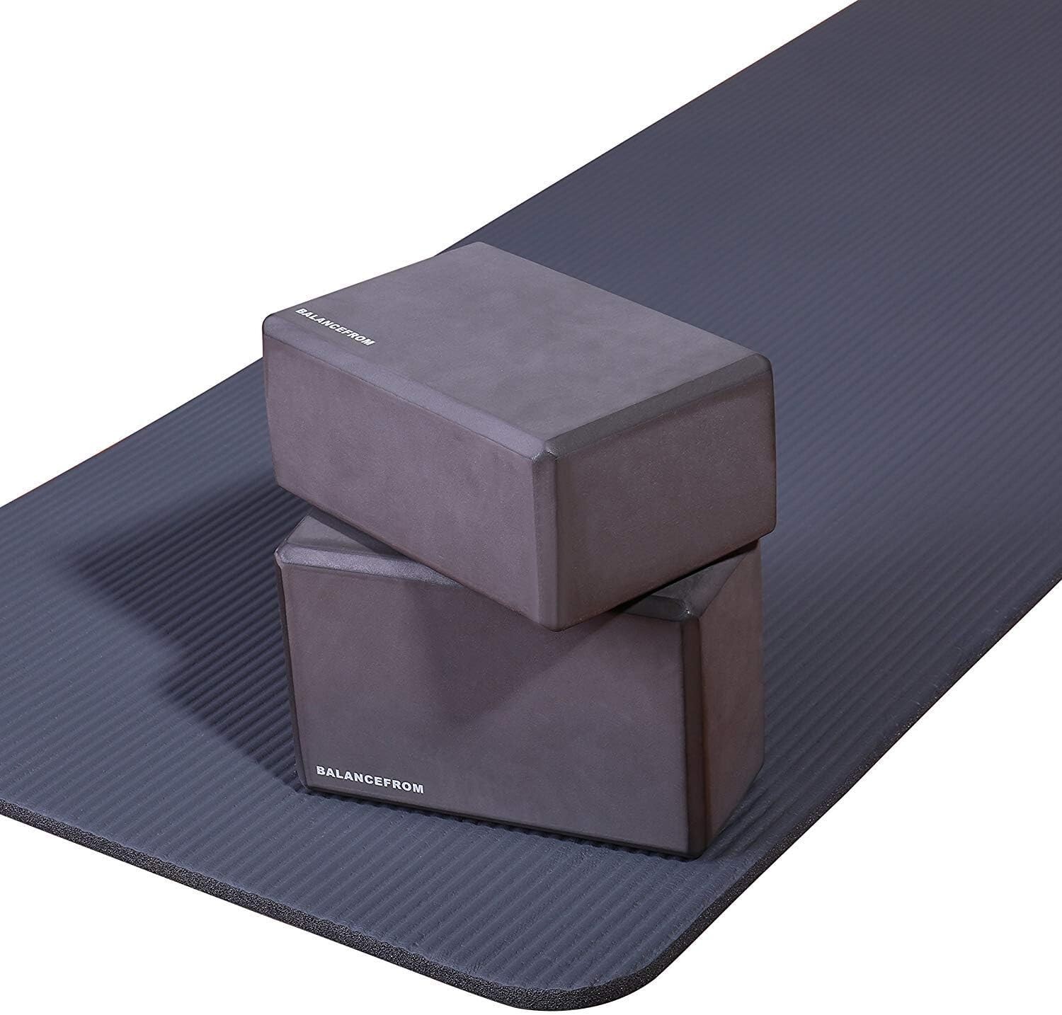 Exercise Yoga Mat with Carrying Strap and Optional Extra Thick Yoga Blocks