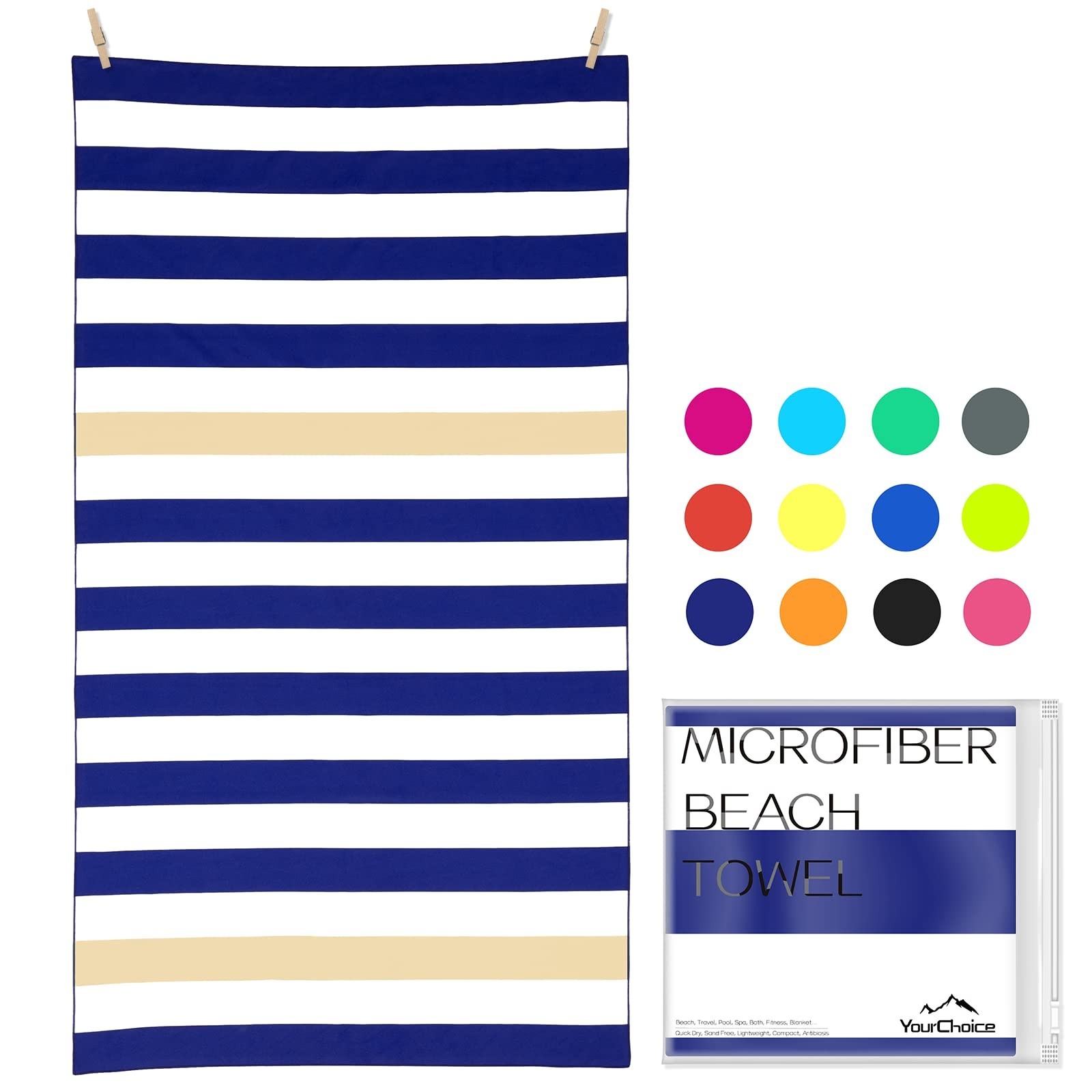 Your Choice Microfiber Beach Towel, Sand-Free Quick Dry Travel Towel, Oversiz…