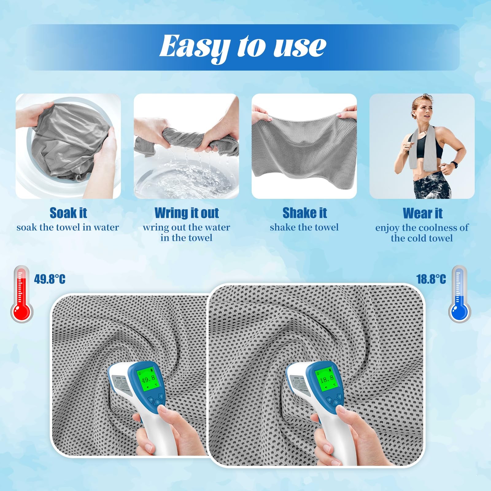 PAWPRO 4 Packs Cooling Towels for Neck and 40 inches x 12 inches, Multicolor