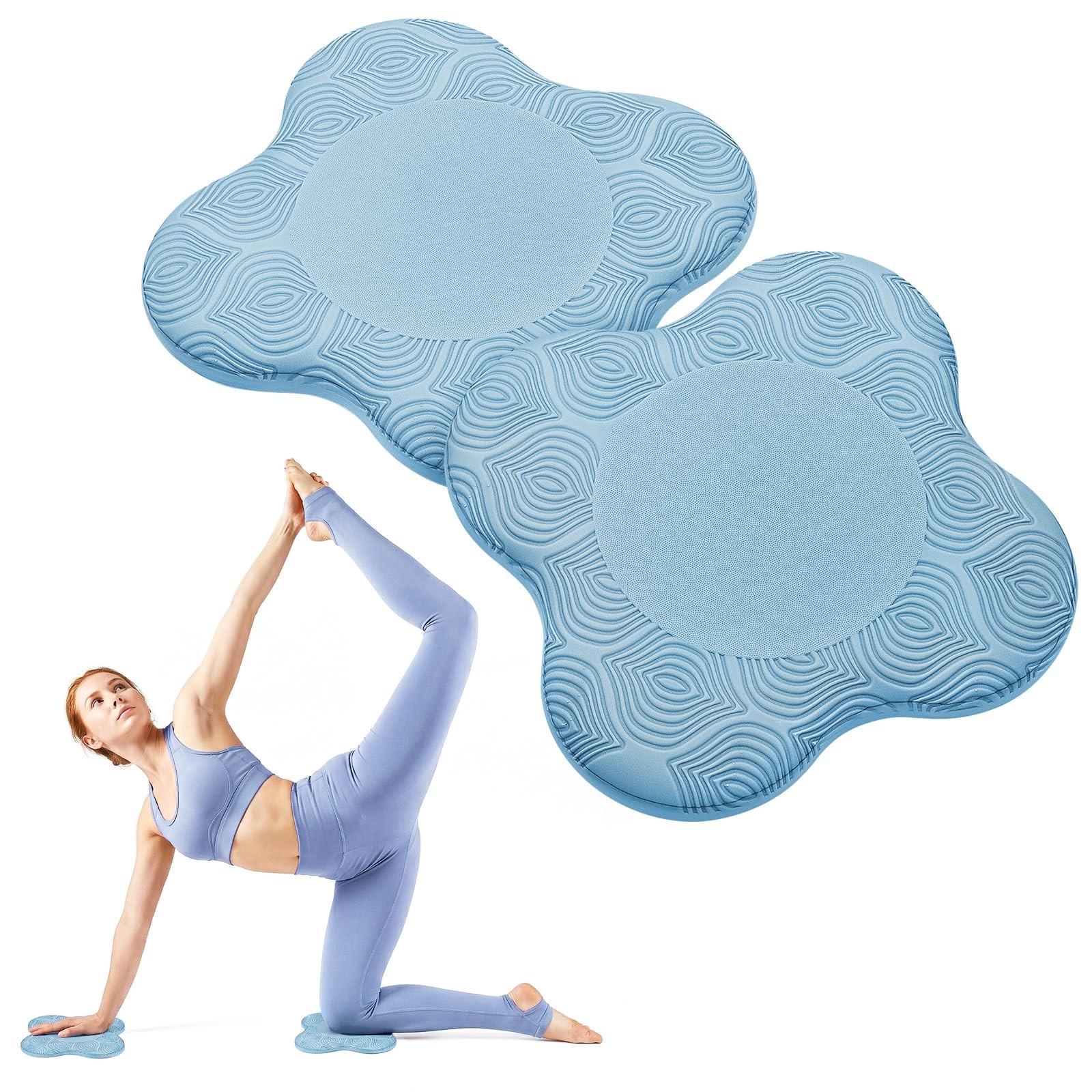 2 Pack Blue Yoga Knee Pads Extra Soft Non Slip 7.8 Inch Exercise Pads