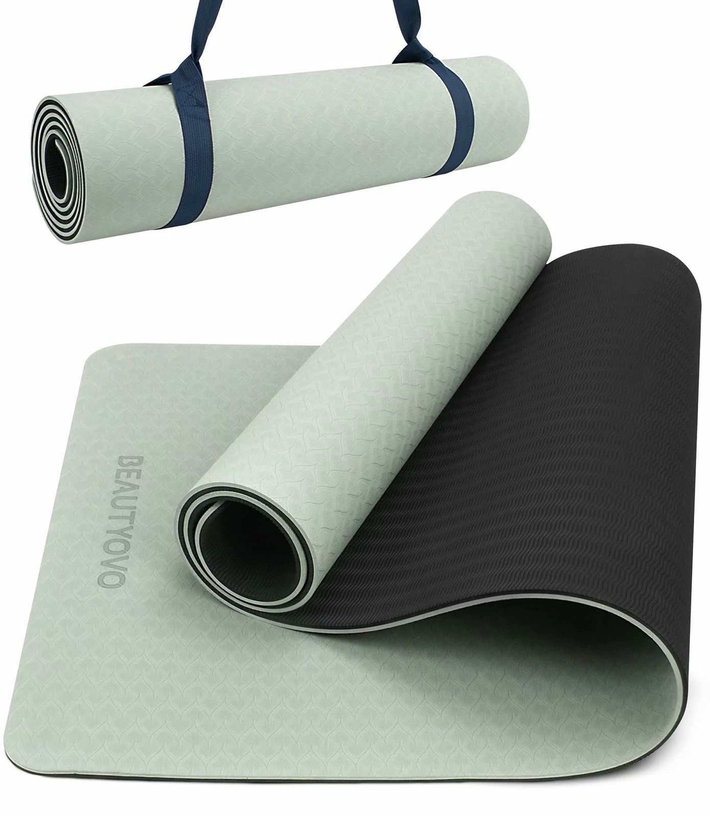 Yoga Mat with Strap, 1/3 Inch Extra Thick Yoga Mat Double-sided Non Slip, Pro…