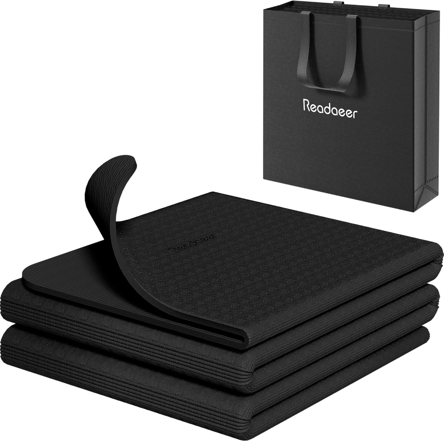 Foldable Yoga Mat Travel Folding Yoga Mat 6mm Thick W/ Carrying Bag Non-Slip TPE