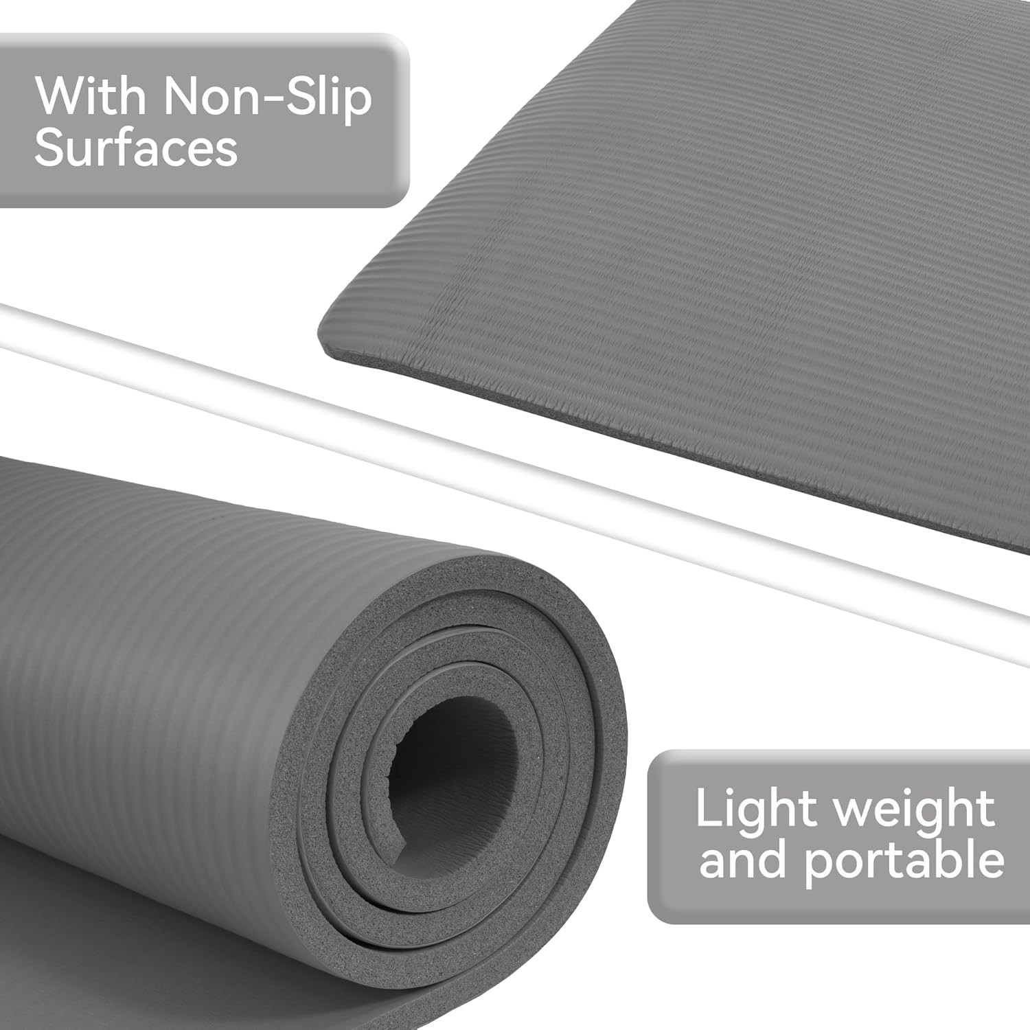 Durable Non-Slip Yoga Mat with Carrying Strap – 1/2 Inch Foam for Serious Yogis