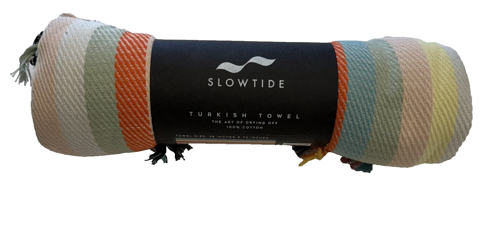 $50 SlowTide Turkish Beach Towel NWT Size 38 in x 73 in Multi Color 100% Cotton