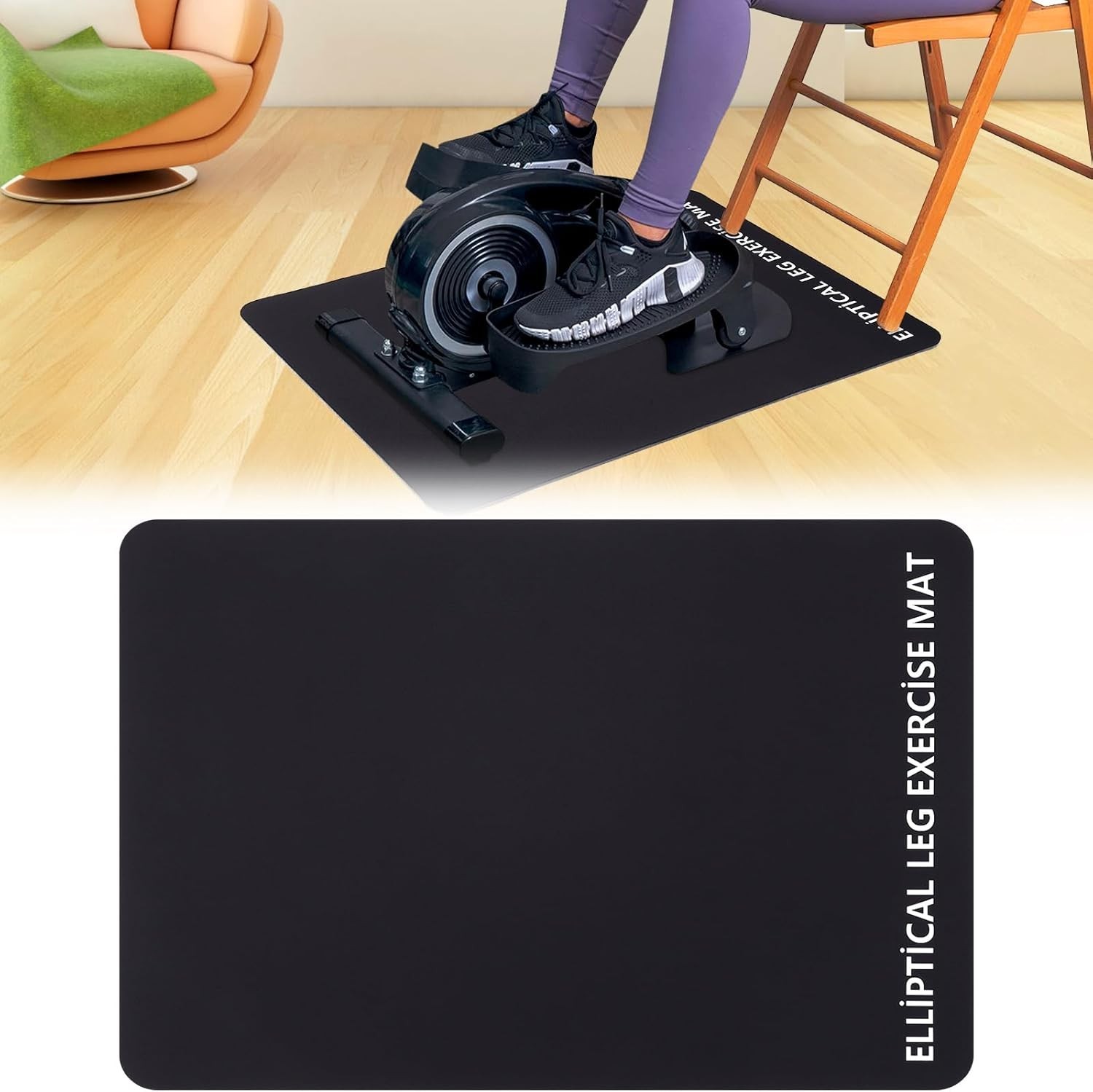Elliptical Machine Non-Slip Mat – Protects Floors, Compact Size 23.6″ x 17″