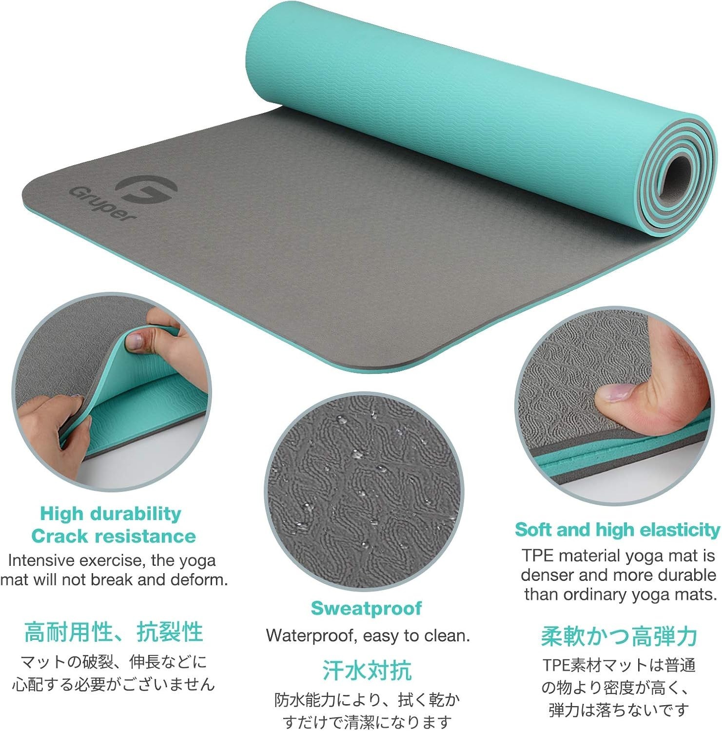 Lightweight Yoga Mat Non Slip 72 Inch Carbon Gray for Pilates and Floor Workouts