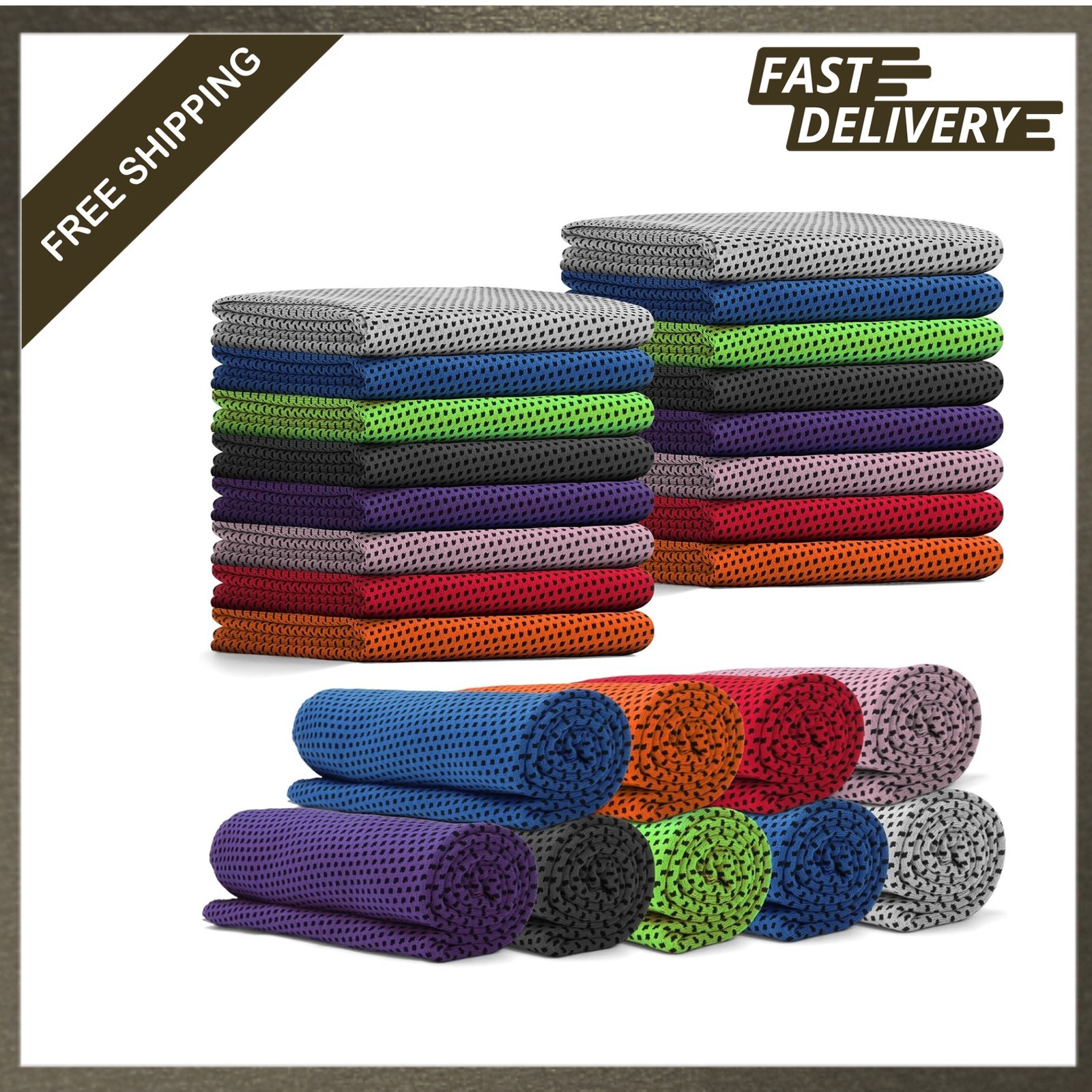 Cooling Towels Bulk 24 Pack Microfiber Breathable 40×12 Inches for Sport Yoga