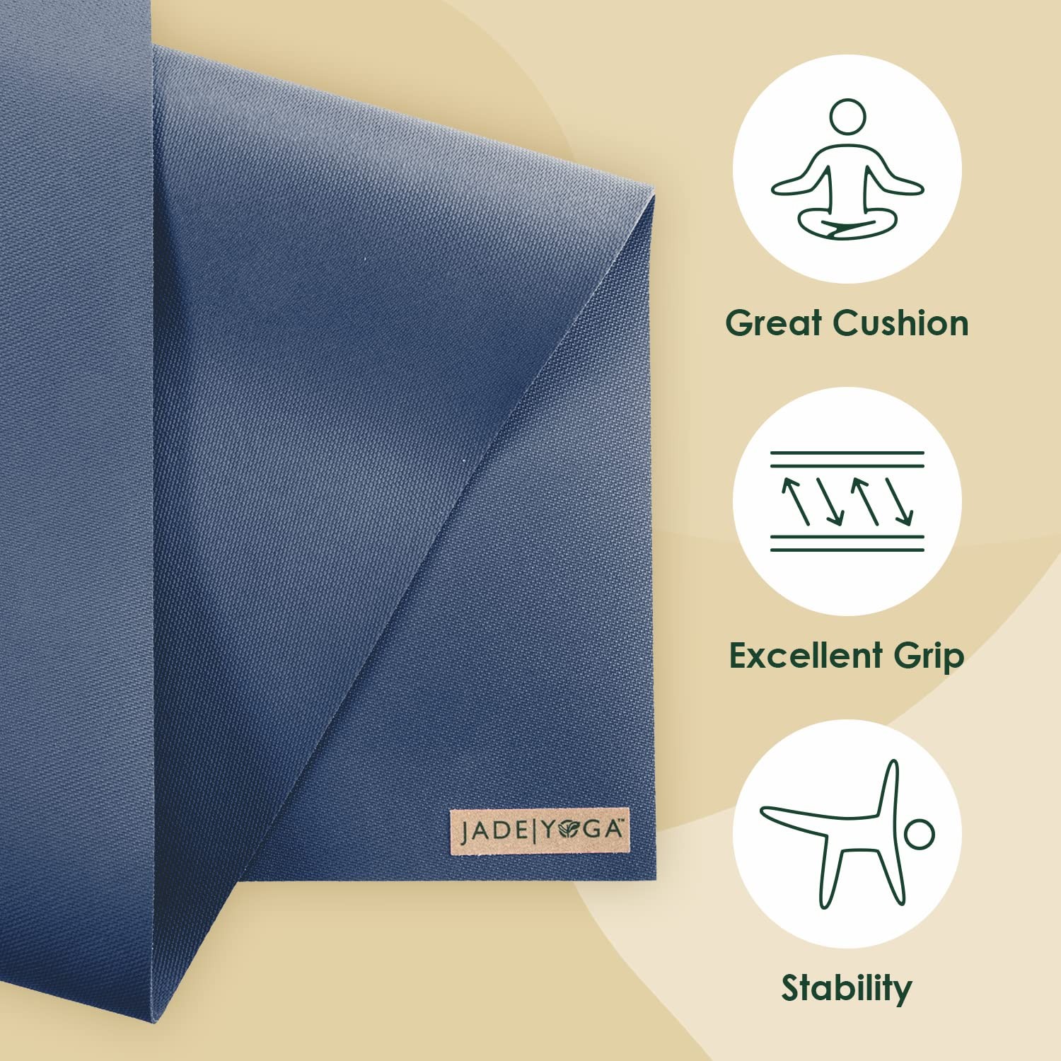 Jade Harmony Yoga Mat Midnight Blue Non Slip Eco Friendly Sustainable Comfort