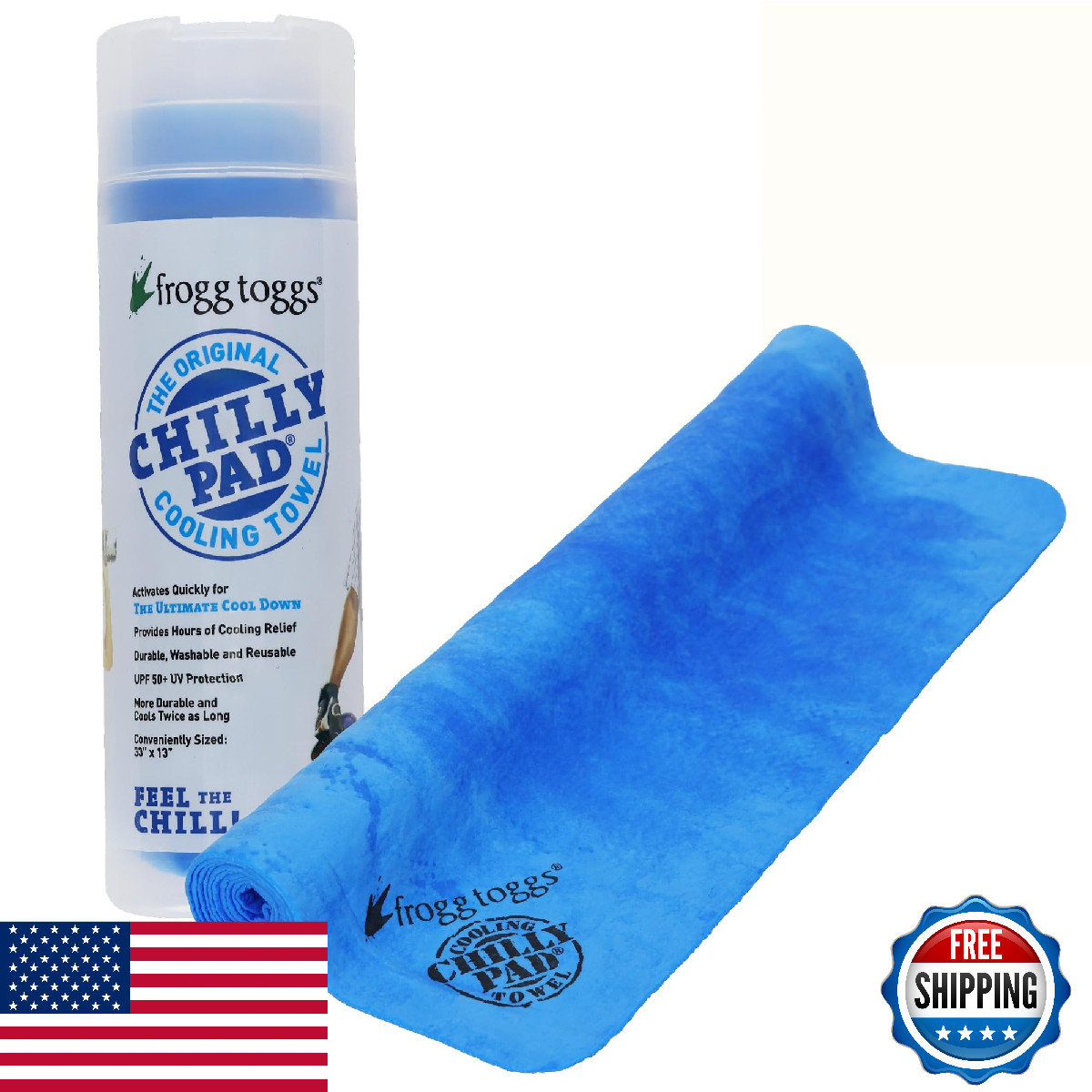 Frogg Toggs Chilly Pad Instant Cooling Towel Long Lasting Reusable Sports And