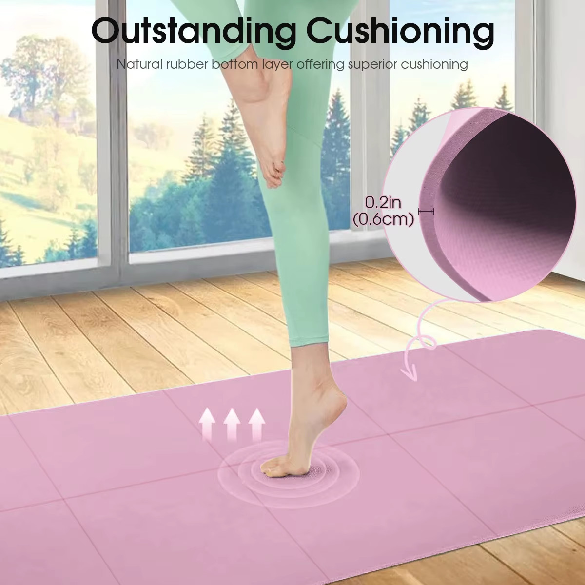 Yoga Mat Pilates Fitness Mat 3/4/6Mm Thicknes Non Slip Yoga Cushion Travel Fitne