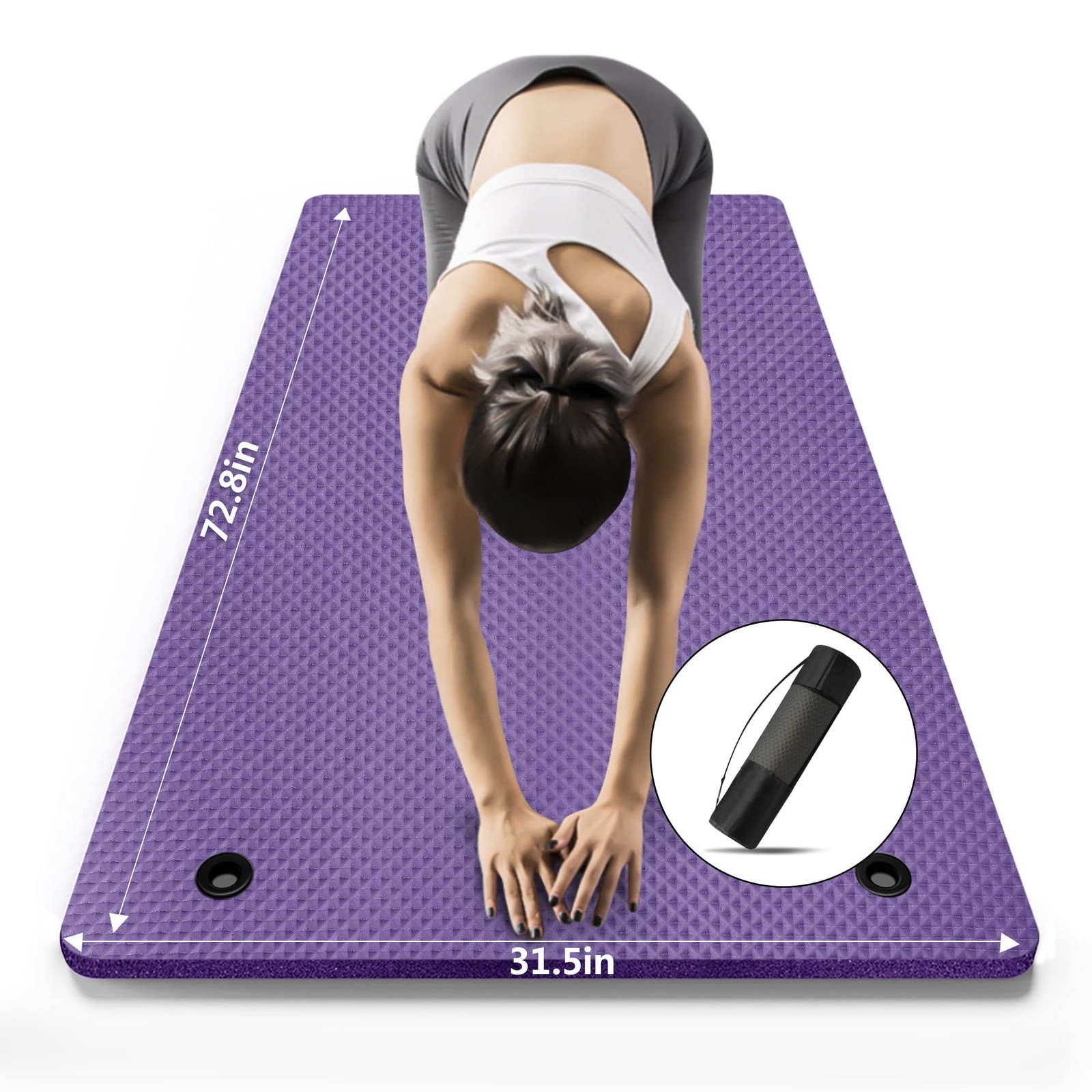 Yoga Mat 72.8″ x 31.5″ x 2/5 inch Thick With Strap and Bag, Extra Wide Workou…