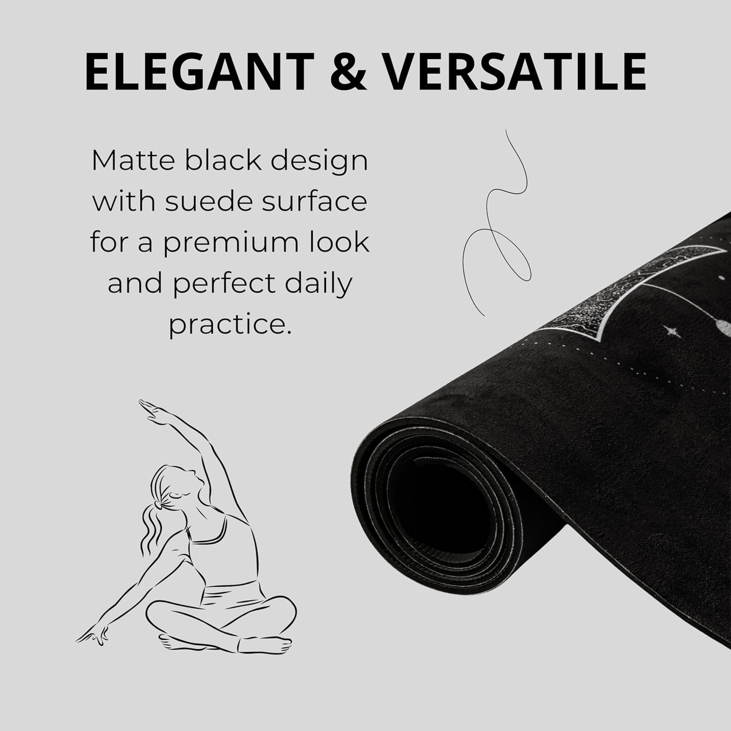 Yoga Mat with Strap 5Mm Non Slip Suede & TPE – Eco-Friendly Fitness & Exercise M