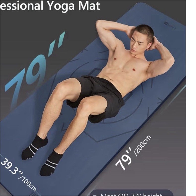 KEEP Extra Wide & Long TPE Yoga Mat 79×39 7mm Non-Slip Tear-Resistant Blue