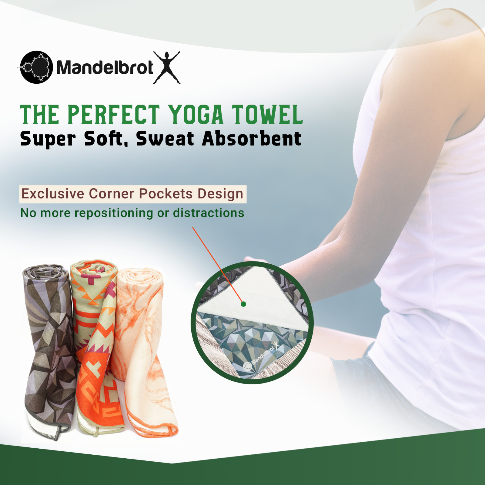 Yoga Towel | Non-Slip Mat Towel Ideal for Hot Yoga, Bikram, and Pilates