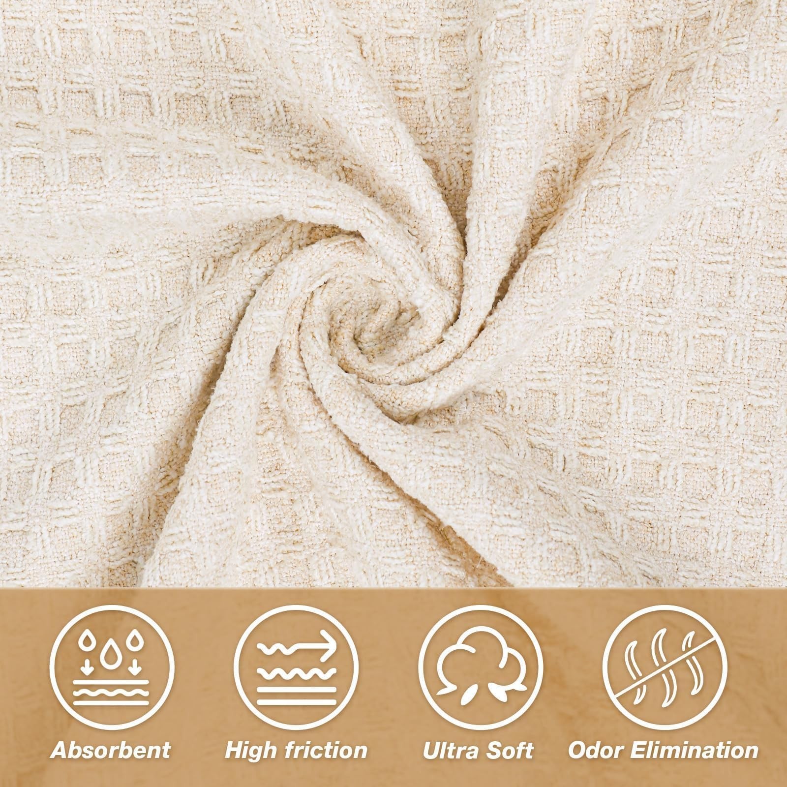 SOOWASH Hot Yoga Towel,Microfiber Mat Towels 24 inch X 72 inch, Beige