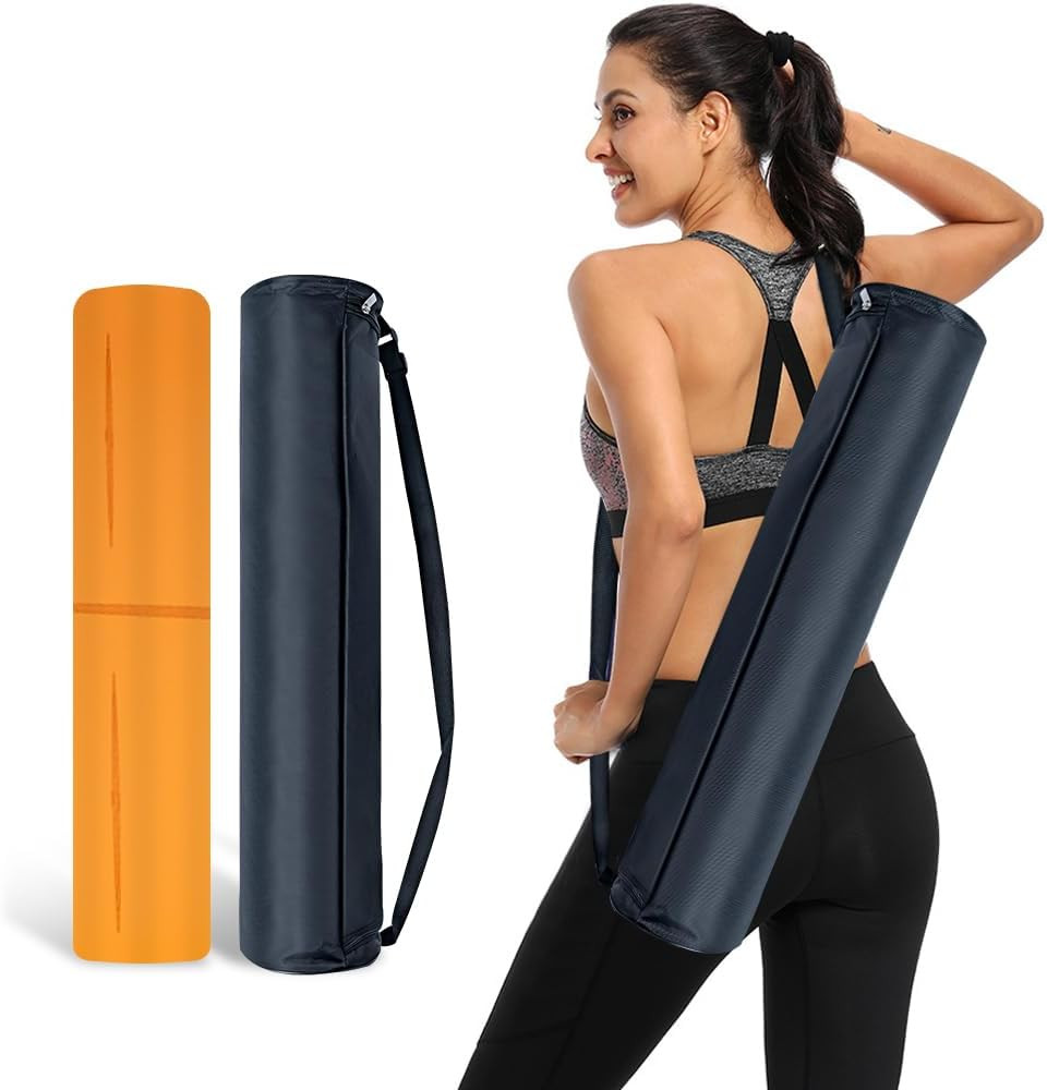 Eco-Friendly Non-Slip Yoga Mat 5mm with Alignment Guide & Carrying Bag