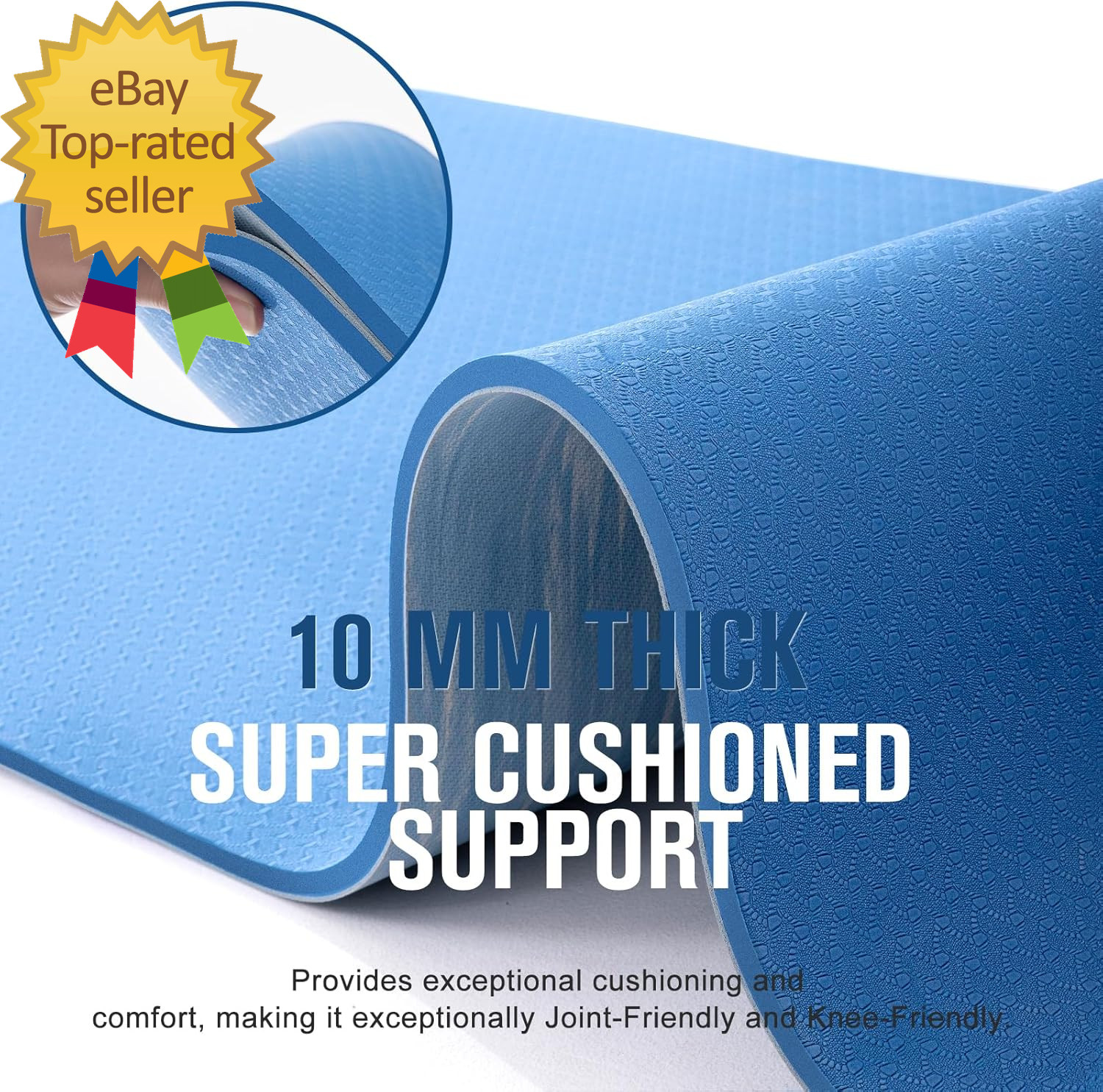 Extra Thick Yoga Mat, 2/5 Inch (10MM), Natural Rubber and TPE Non Slip Yoga Mats