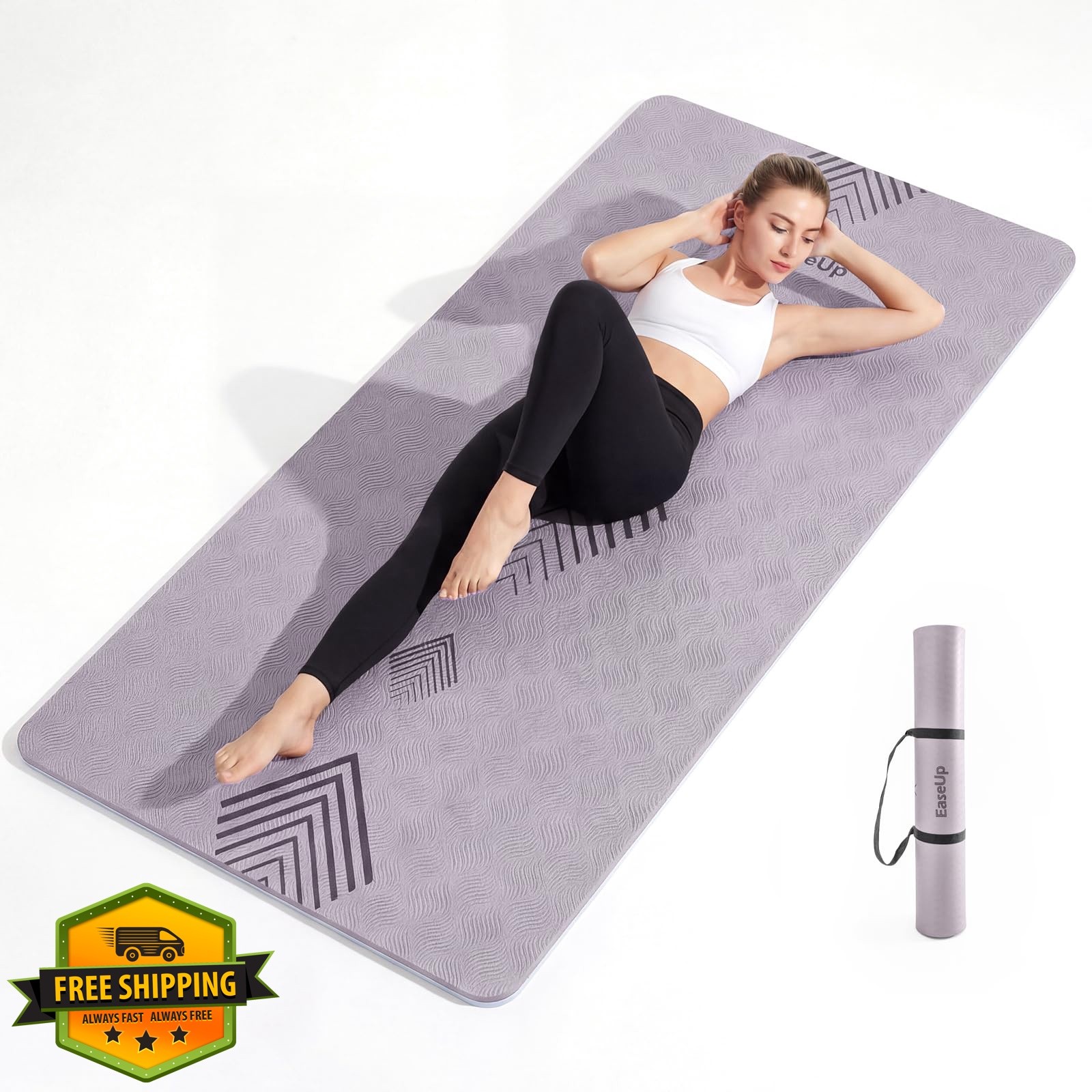 EASEUP Yoga Mat 73″x35.5″ Dusty Purple 10mm