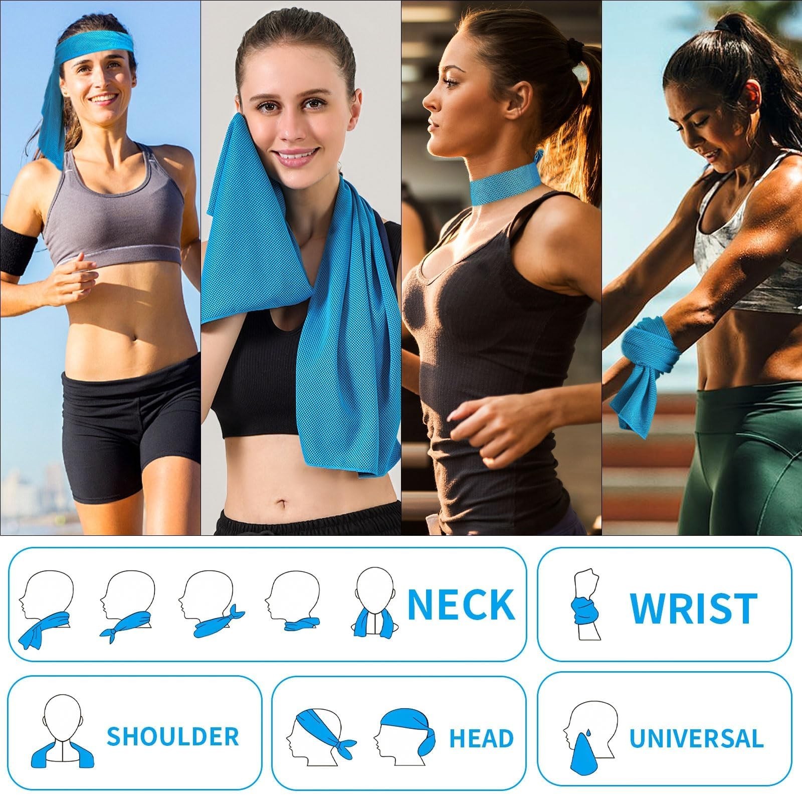 LUYI 30 Pack 40″x12″ Cooling Towels for Neck and Face, Microfiber Soft Breath…