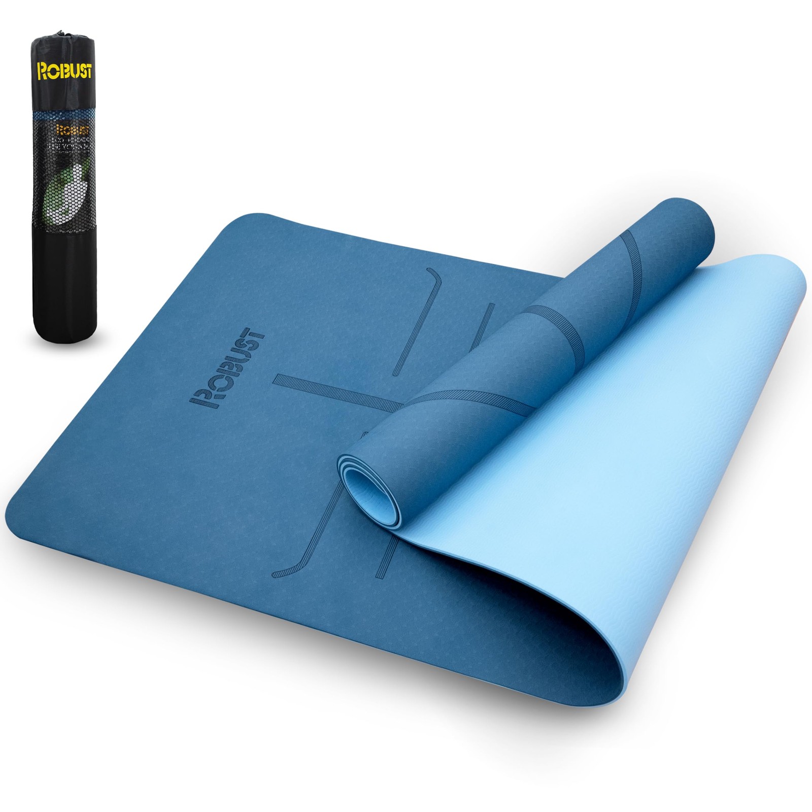 Non-Slip Yoga Mat with Strap, TPE Eco-Friendly Workout Mat for Yoga with Posi…