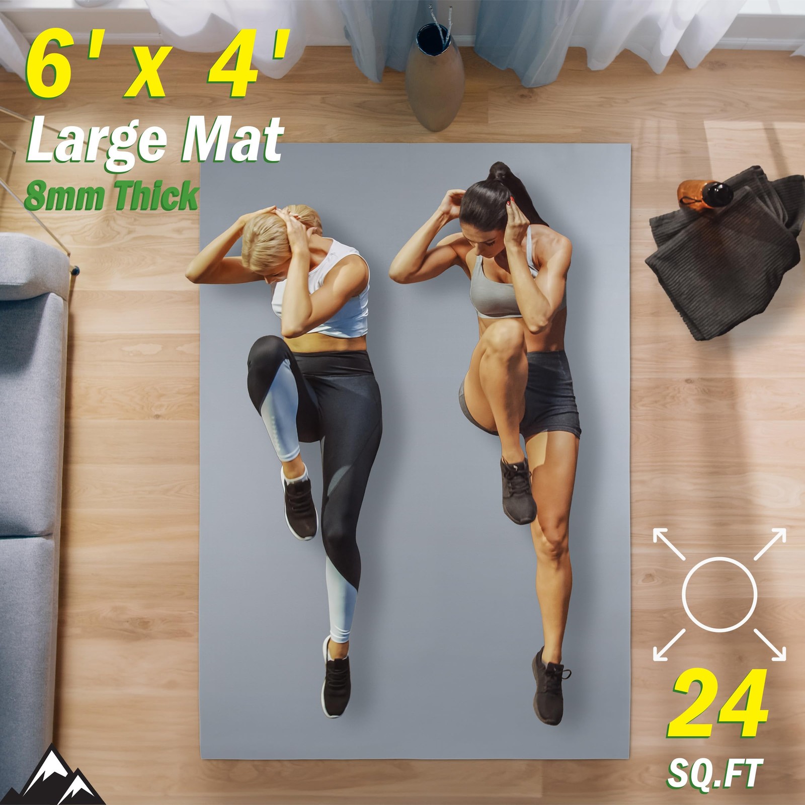 Best Large Yoga Mat – 6×4 Wide Exercise 8mm Thick Non-Slip Workout Free Shipping