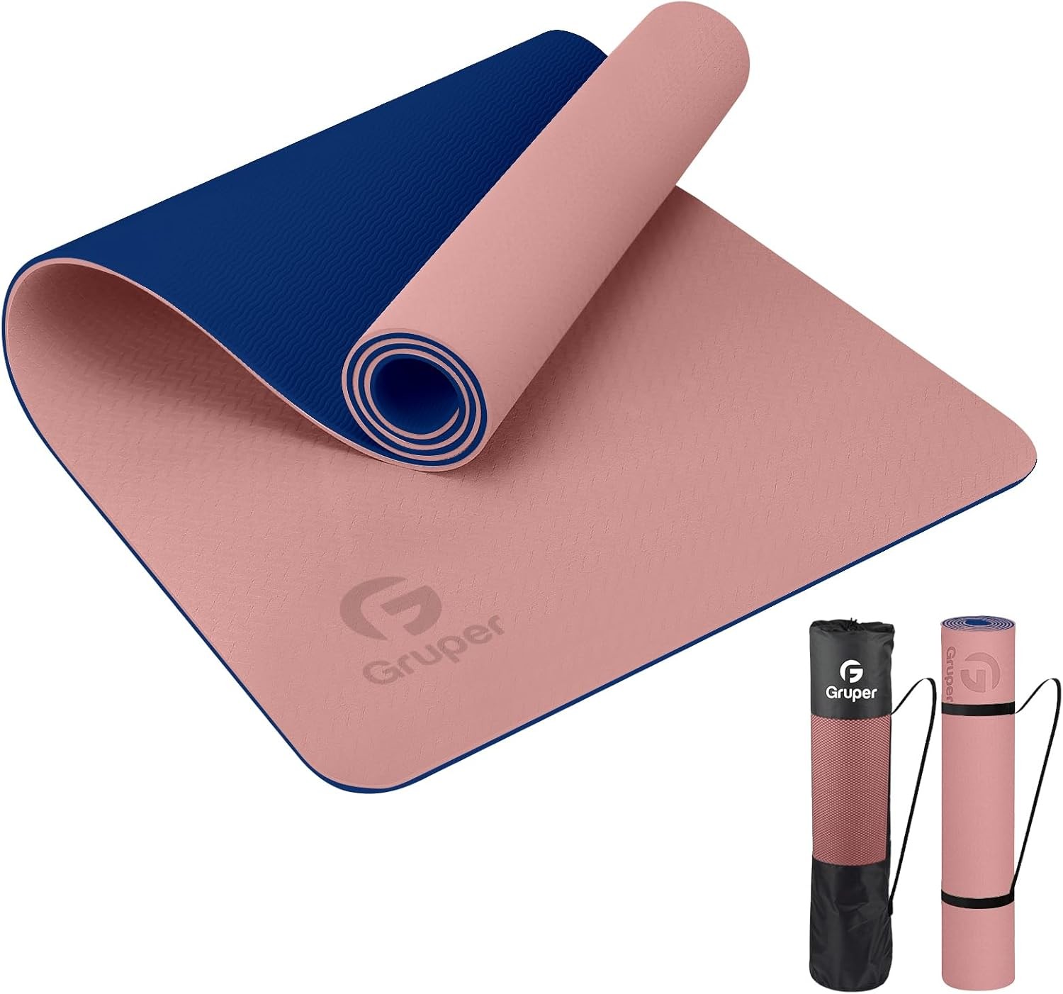 Gruper Yoga Mat Non Slip, Eco Friendly Fitness Exercise Mat with Carrying Strap,