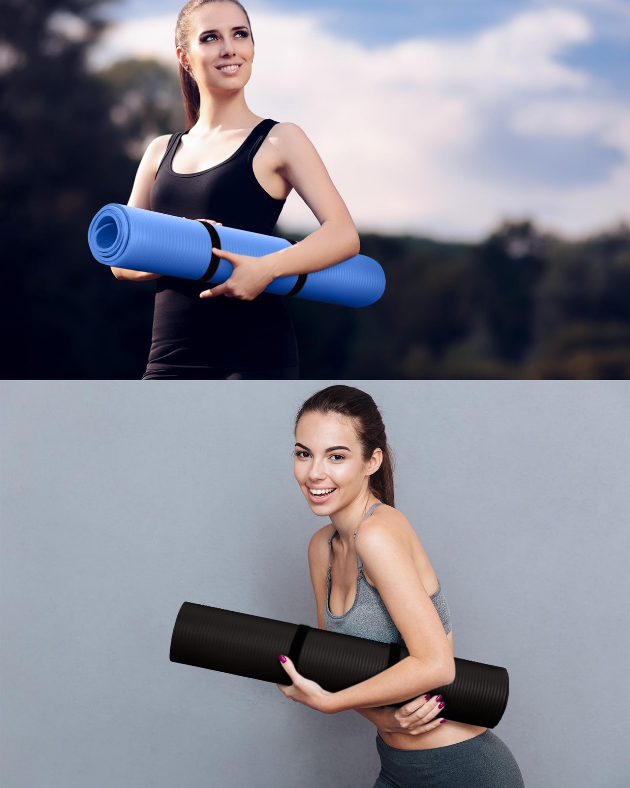 2 Pack Yoga Mats (72×24) 3/8 Inch Thick Exercise Yoga Mat for Home Workout wi…