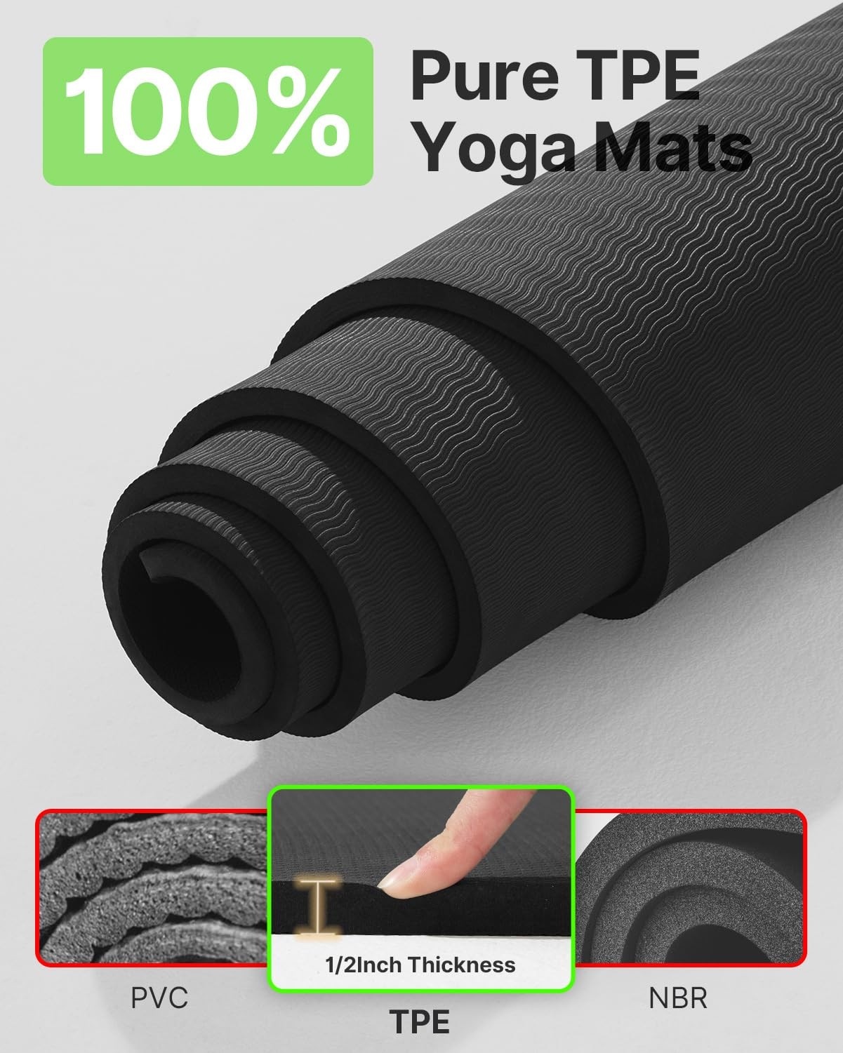 Large Yoga Mat (75 * 52 * 1/2inch),Extra Wide TPE Exercise Mat,Non-Slip Worko…