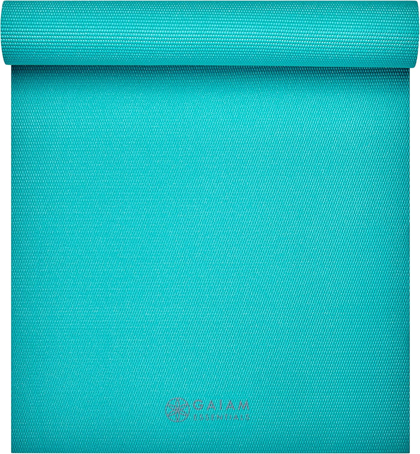 Gaiam Essentials 1/4″ Thin (6Mm) Yoga & Pilates, Fitness & Exercise Mat with Eas