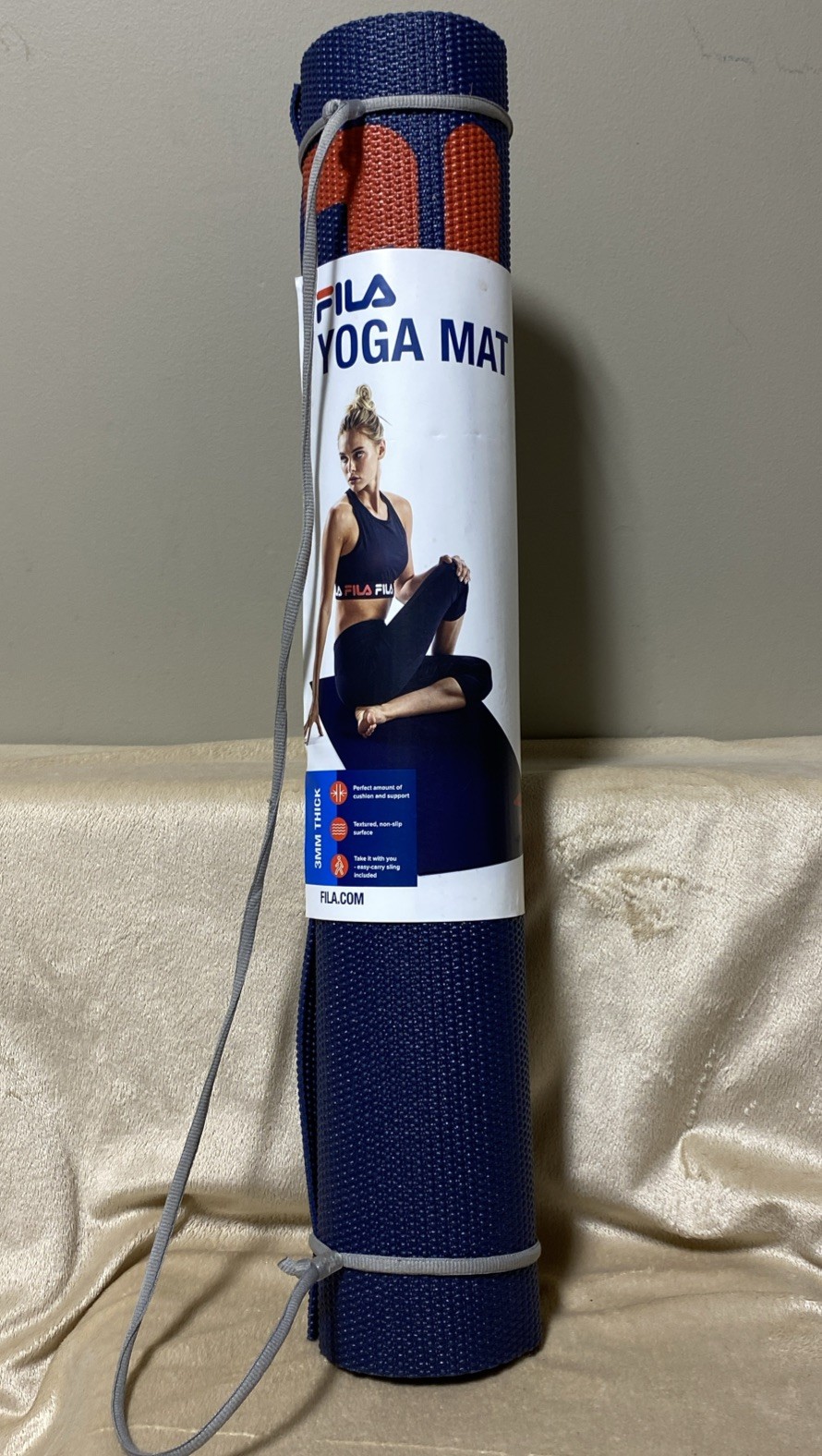 Fila Classic Yoga Mat With Carrying Strap Navy With Red 3 MM