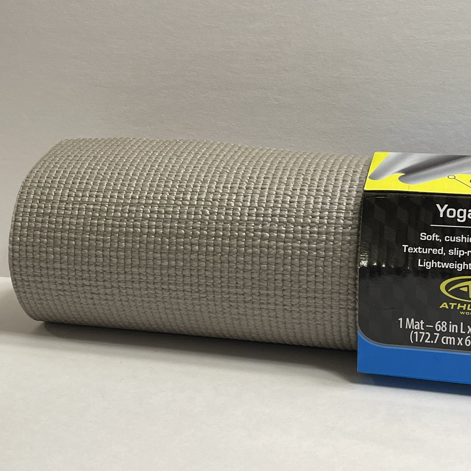 Yoga Mat Athletic Works Steel Gray 68″ x 24″ 3mm Soft Cushioned Support – NEW