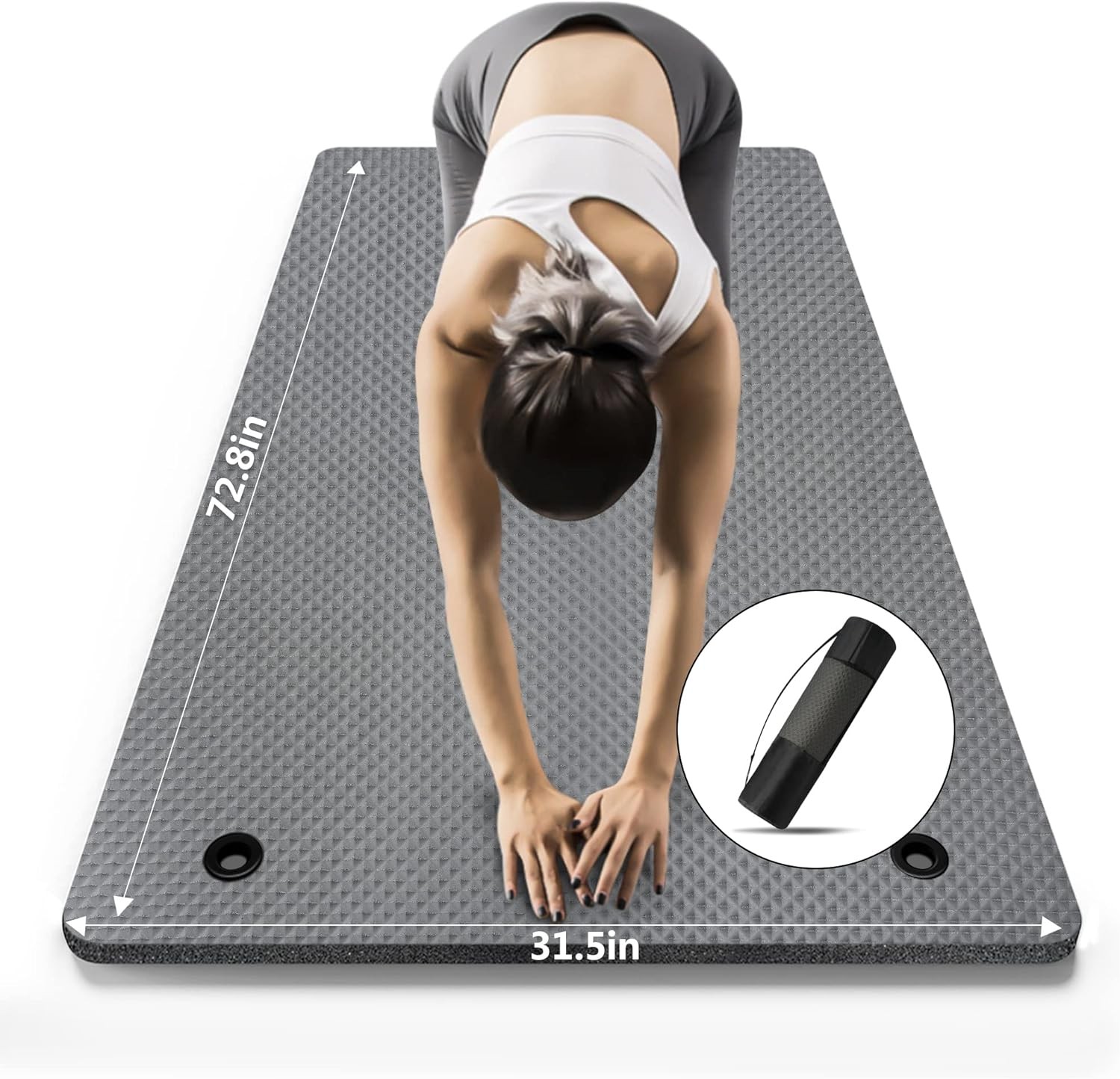 Yoga Mat 72.8″ x 31.5″ x 2/5 inch Thick W/ Strap & Bag Extra Wide Workout Mat