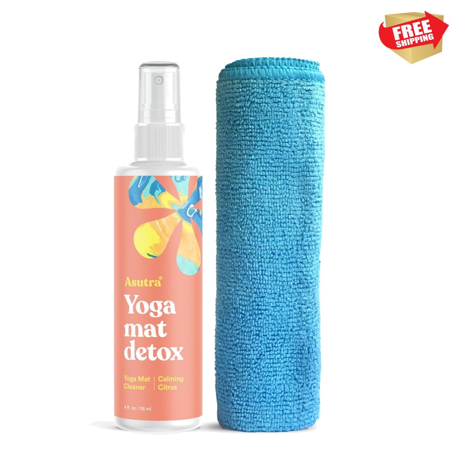 Yoga Mat Cleaner Spray Calming Citrus, 4 fl oz – No Slippery Residue, Organic…
