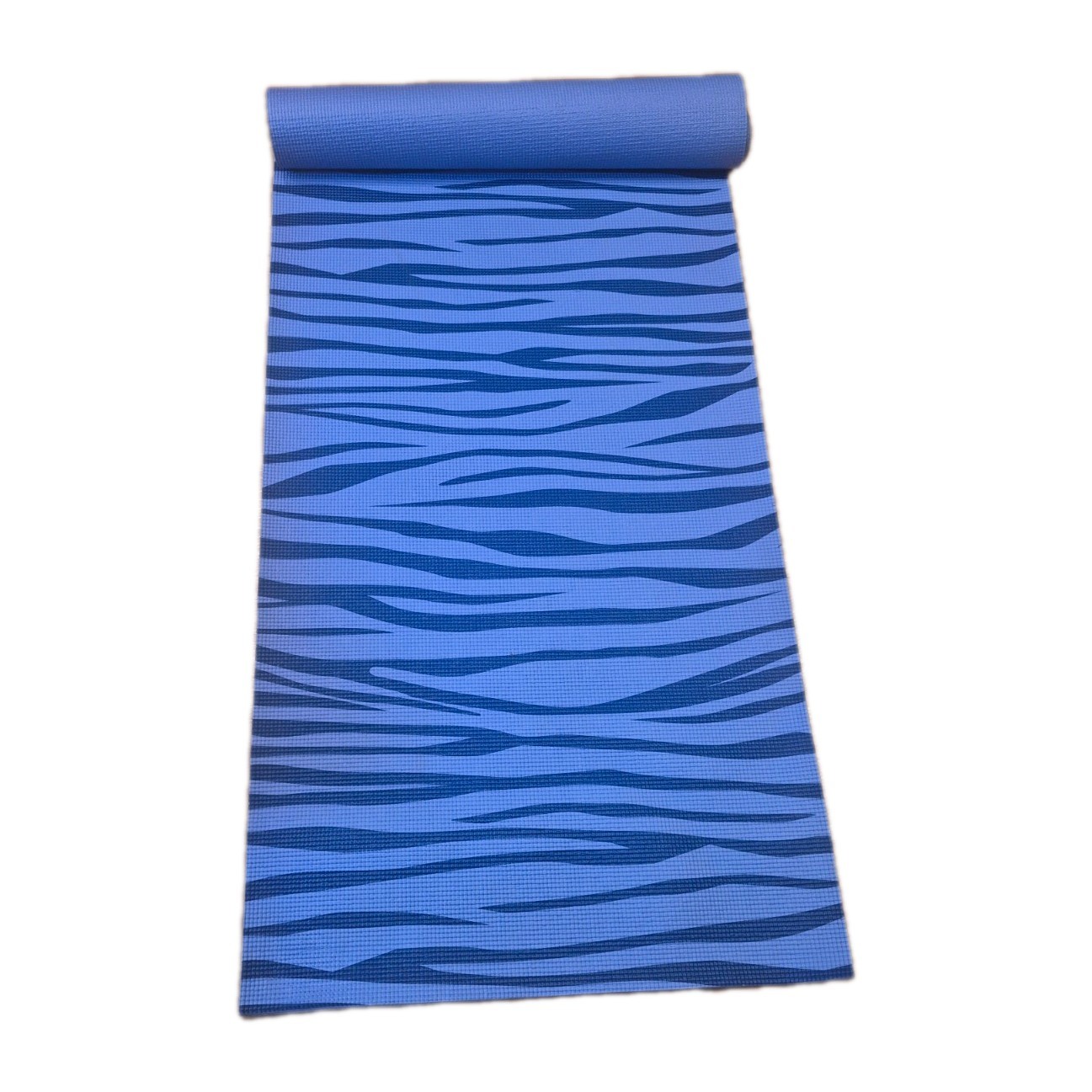 Blue Non-Slip Foam Yoga Mat Tiger Stripe Pattern Rectangle for Unisex Adults