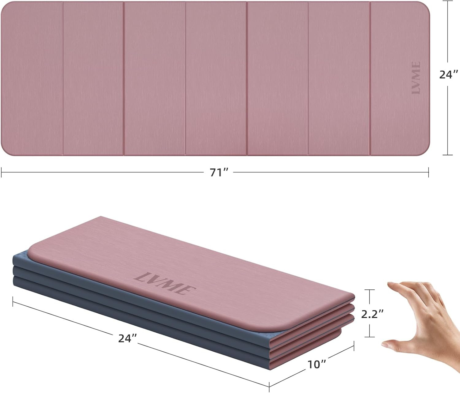 Foldable Non-Slip Yoga Mat 8mm Thick, Travel-Friendly, Eco-Friendly, Odorless
