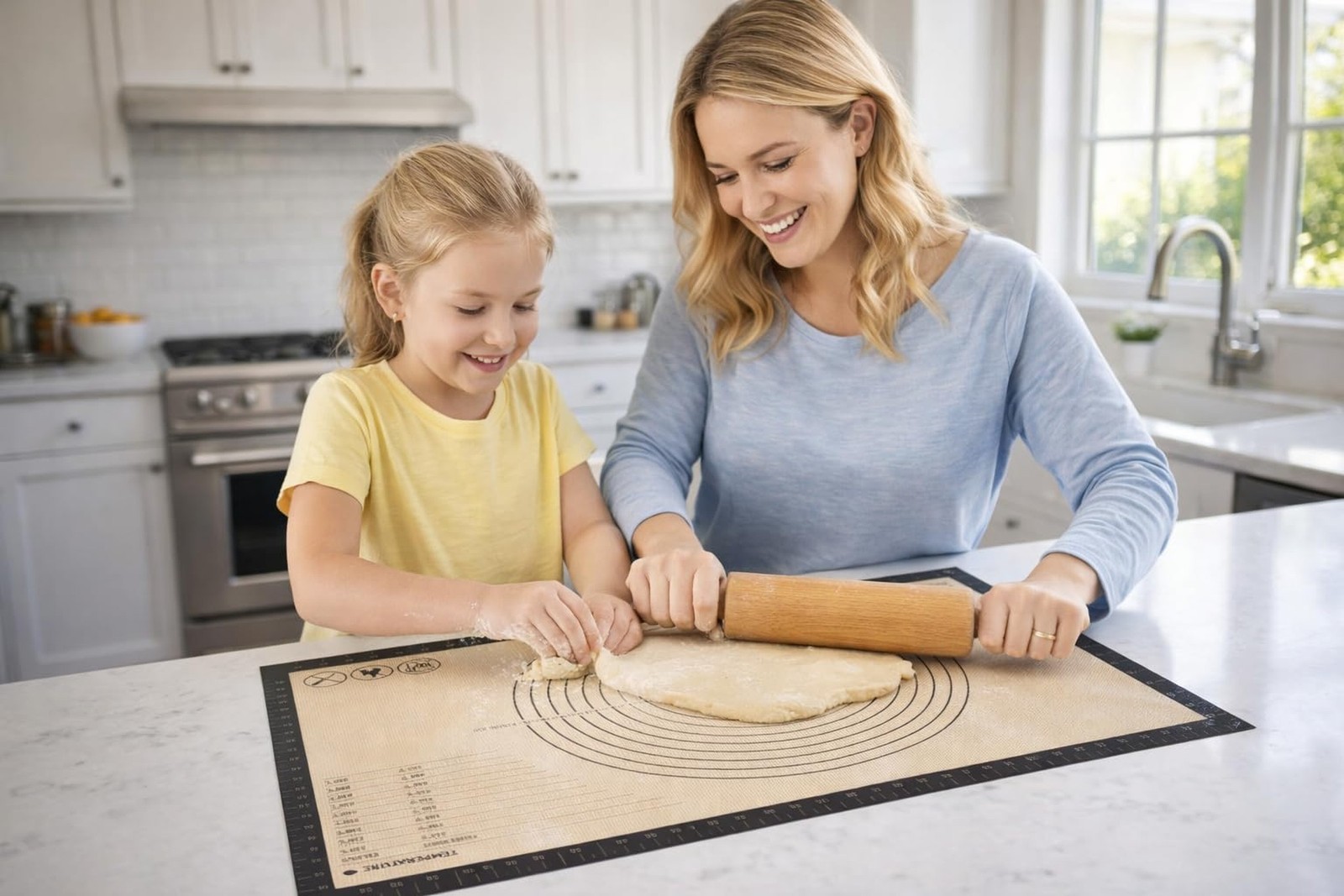 Silicone Pastry Mat with Measurements, 26 x 16 Inch Extra Thick Non-Slip Nons…