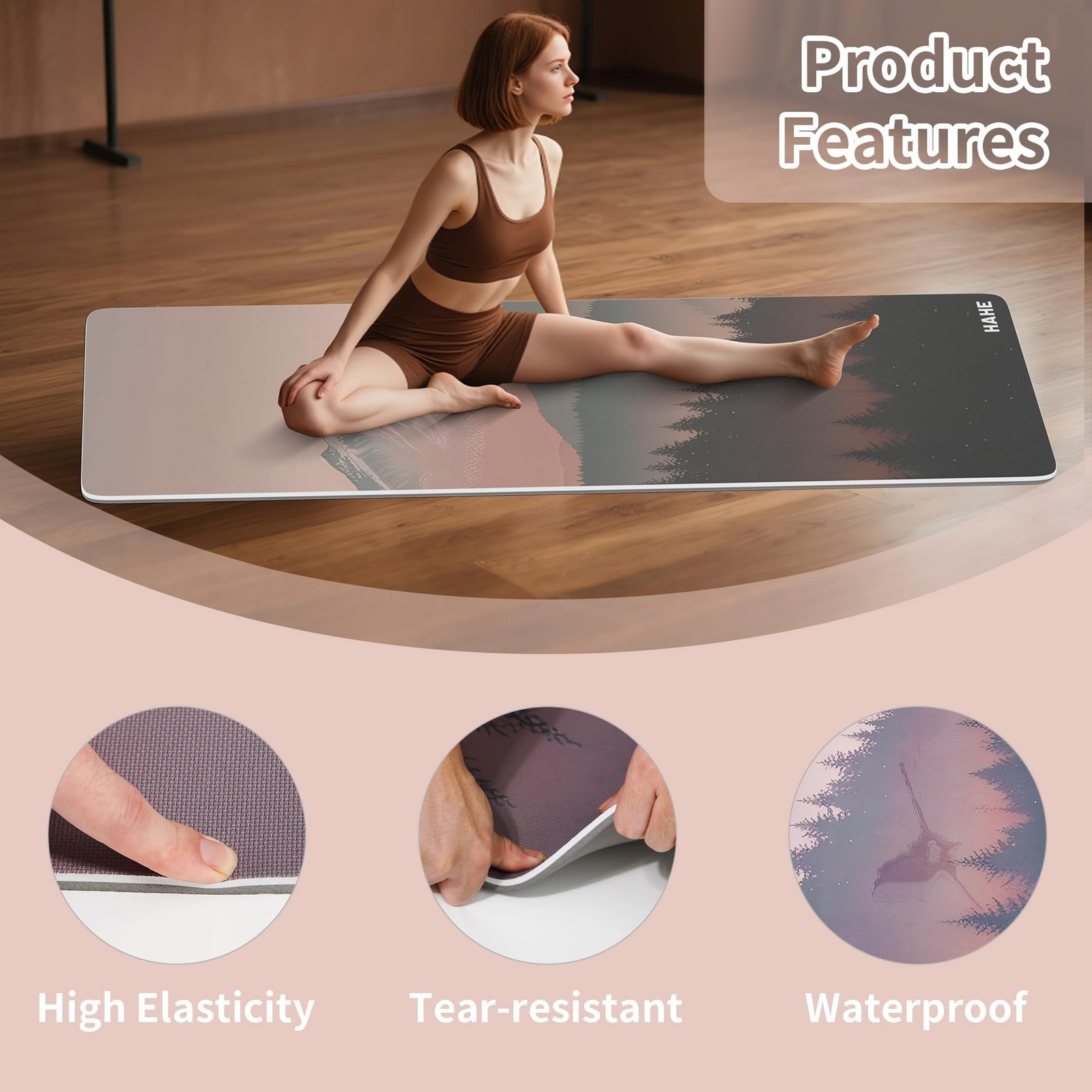 HAHE Yoga Mat Thick (8MM,1/3″), Eco-Friendly POE Non Slip Yoga Mat, High Rebo…