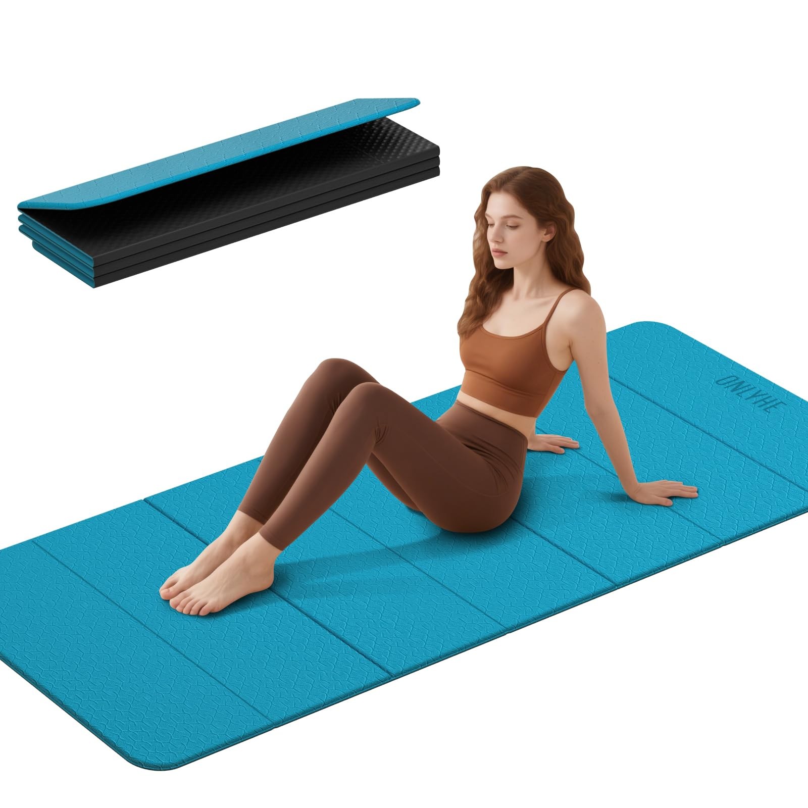 Foldable Yoga Mat 75″x31.5″x0.24″ – Extra Large Lightweight TPE Exercise Mat,…
