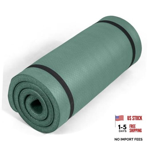 1-Inch Thick Yoga Mat | High-Density, Non-slip Exercise Mat with Teal Diamond