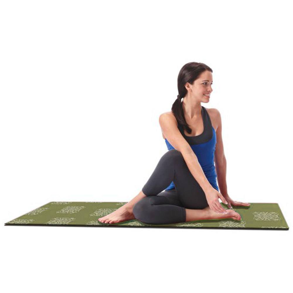 Empower Fitness Printed Yoga Mat with Clutch Pilates Mat Olive Green 24″x68″ NEW