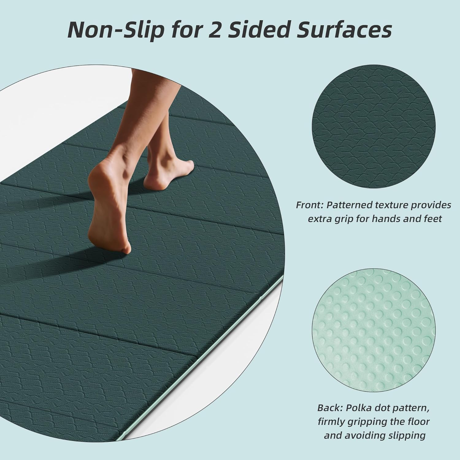 Foldable Yoga Exercise Mat, 74″Lx32″Wx1/3″Thick, TPE Multi-Purpose Workout Mats